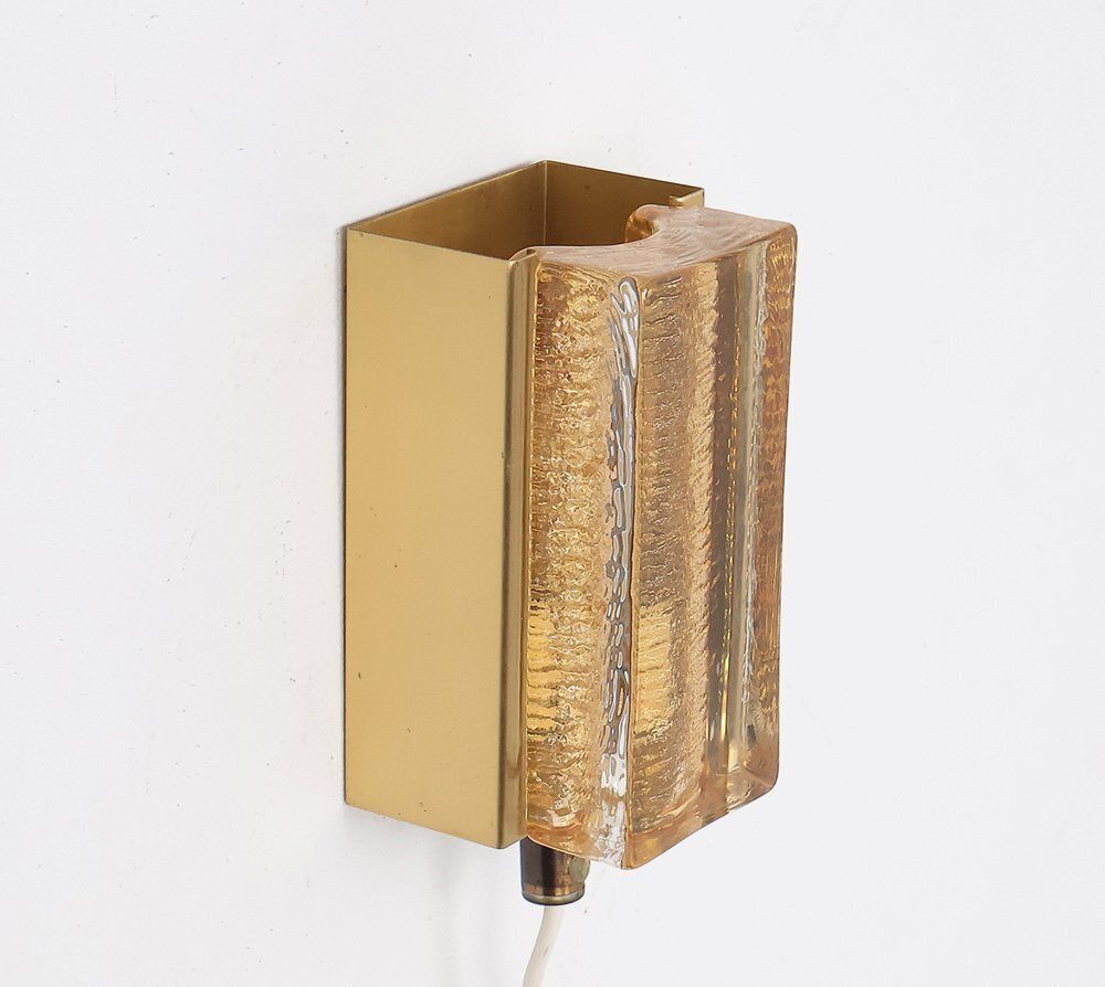 Vitrika Atlantic Brass And Glass Wall Lamps, 1960s, Set Of 2 photo vintage