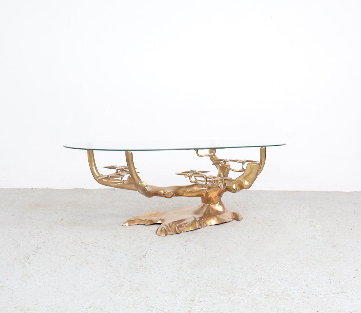 Brass And Glass Bonsai Coffee Table Attributed To Willy Daro, 1970s photo Furniture