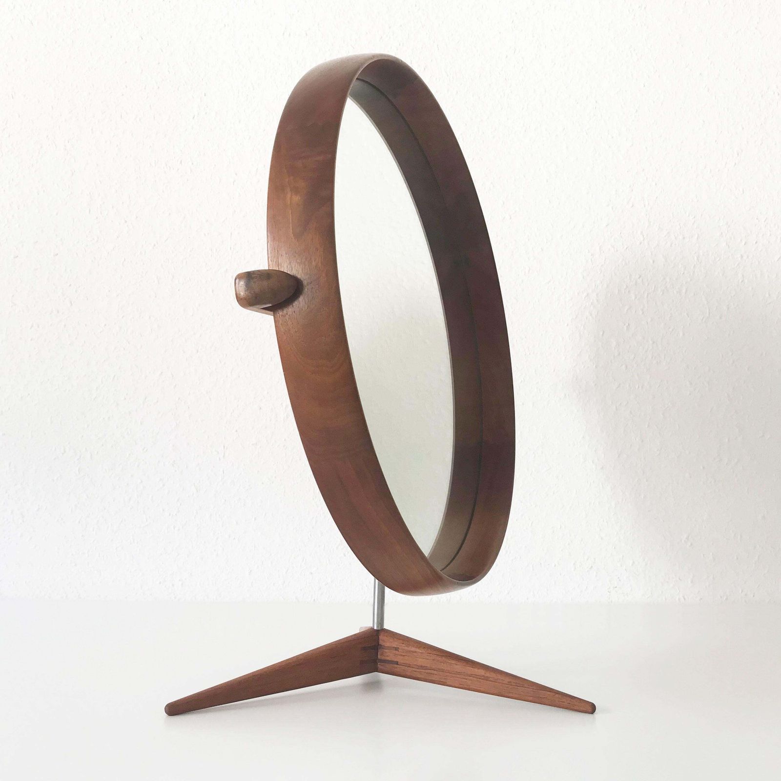 Elegant Teak Table Mirror By Uno & östen Kristiansson For Luxus Sweden 1960s photo Home Decor
