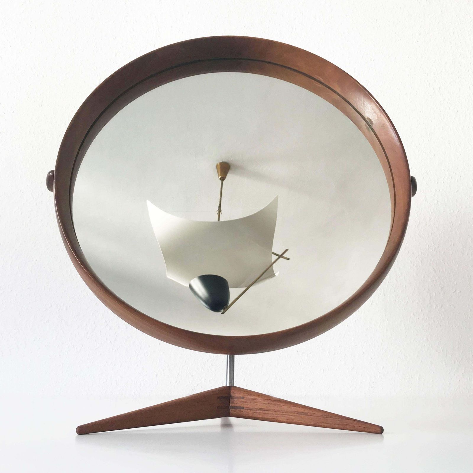 Elegant Teak Table Mirror By Uno & östen Kristiansson For Luxus Sweden 1960s photo buy