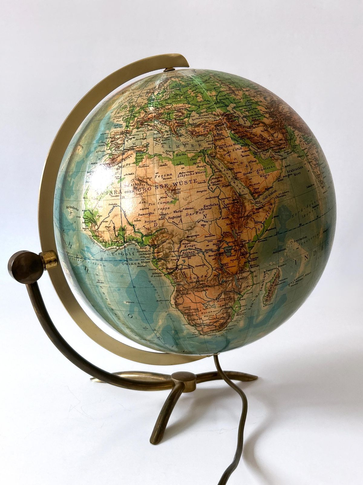 Rare Glass Earth Globe Or Table Lamp By Columbus Verlag   Paul Oestergaard 1960s photo 1594.0
