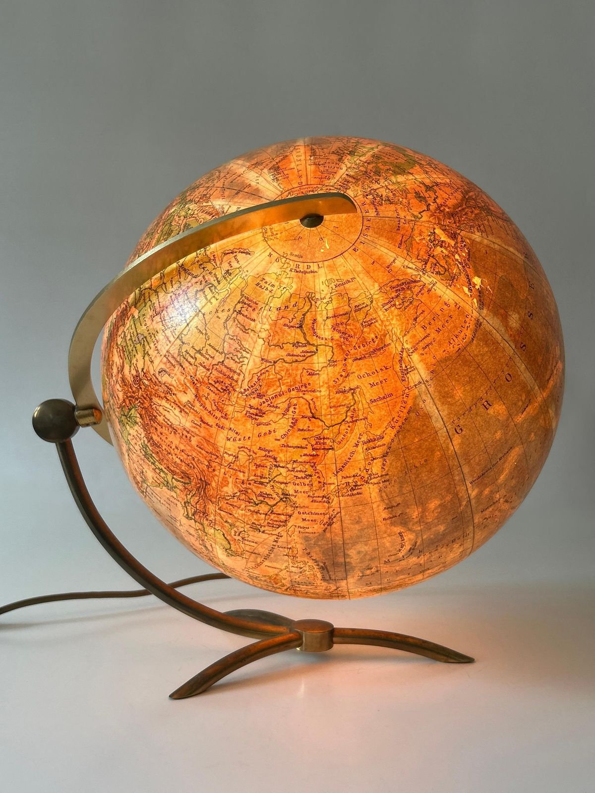 Rare Glass Earth Globe Or Table Lamp By Columbus Verlag   Paul Oestergaard 1960s photo buy