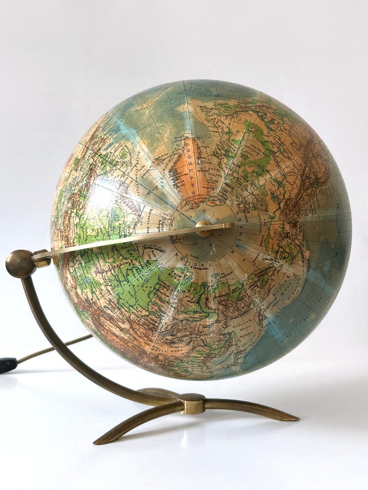 Rare Glass Earth Globe Or Table Lamp By Columbus Verlag   Paul Oestergaard 1960s photo vintage