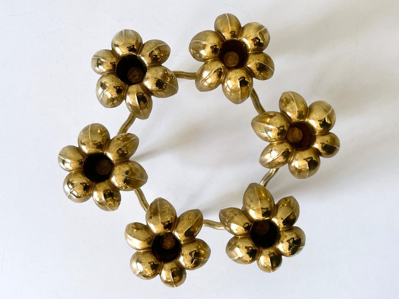 Rare Mid Century Gilt Brass Candle Holder 'Palm Leaves' By  Bmf Nagel, Germany photo 1041.0