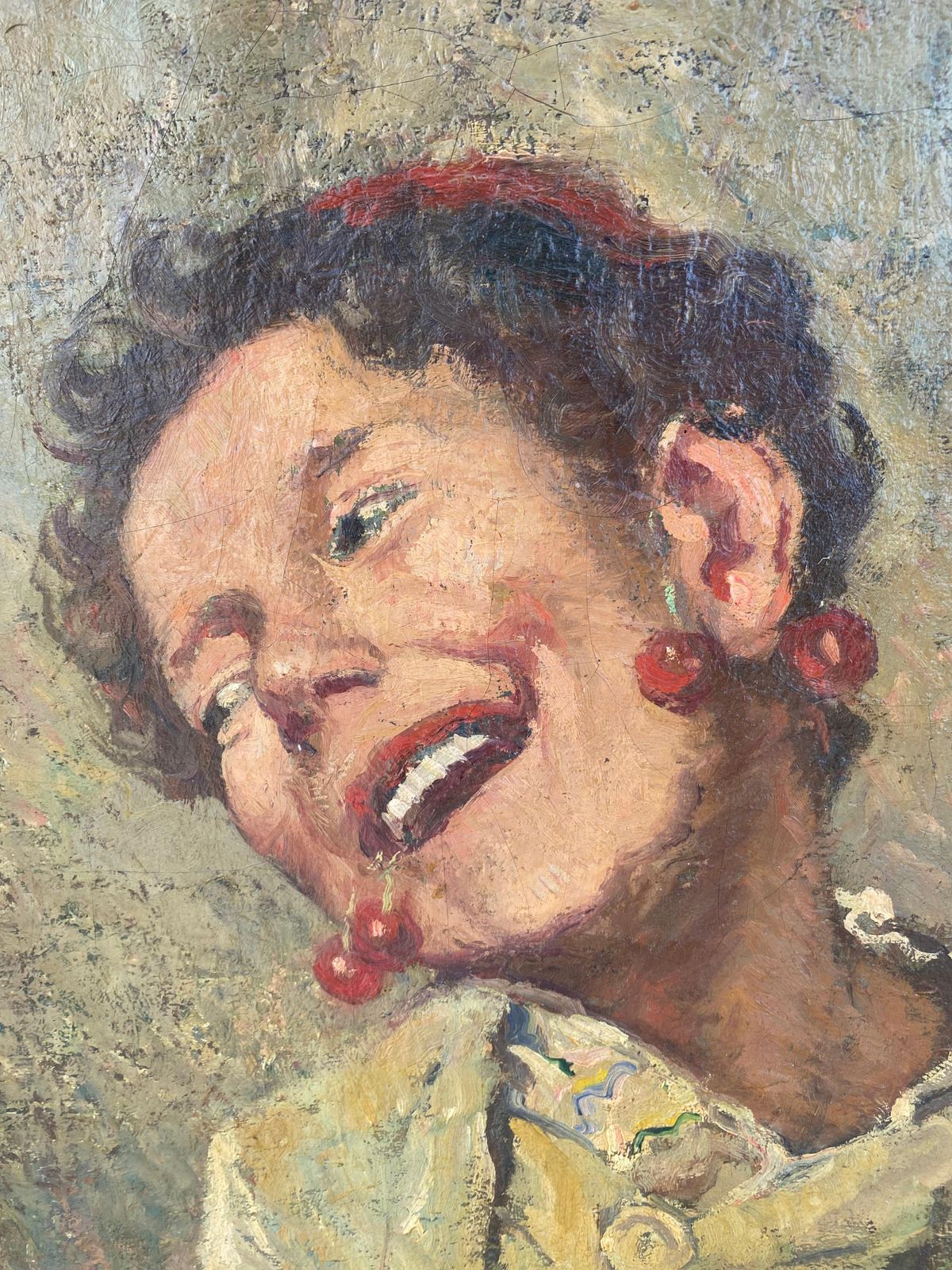 Louis Azemalouis Azéma (1876 – 1963) Portrait: "The Child With Cherries" Oil On Canvas1930 photo Art