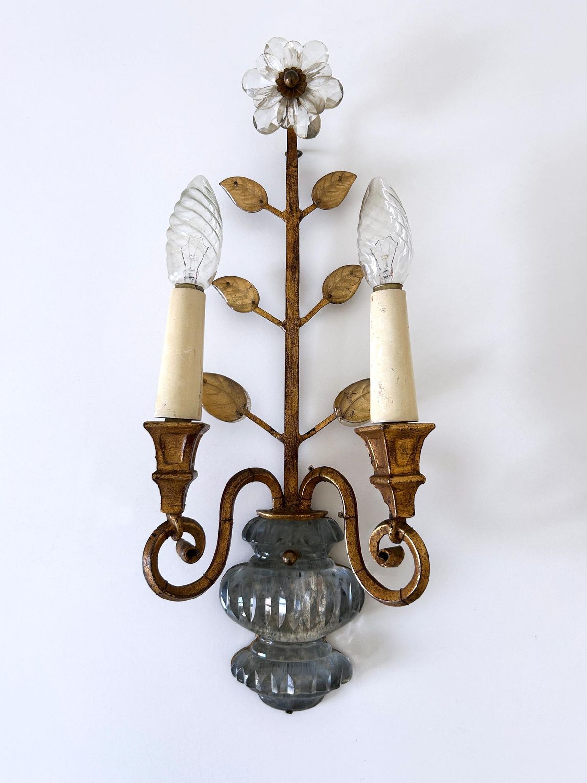 photo buy Set Of Two Banci Firenze Crystal & Gilt Metal Sconces Or Wall Lamps 1960s Italy