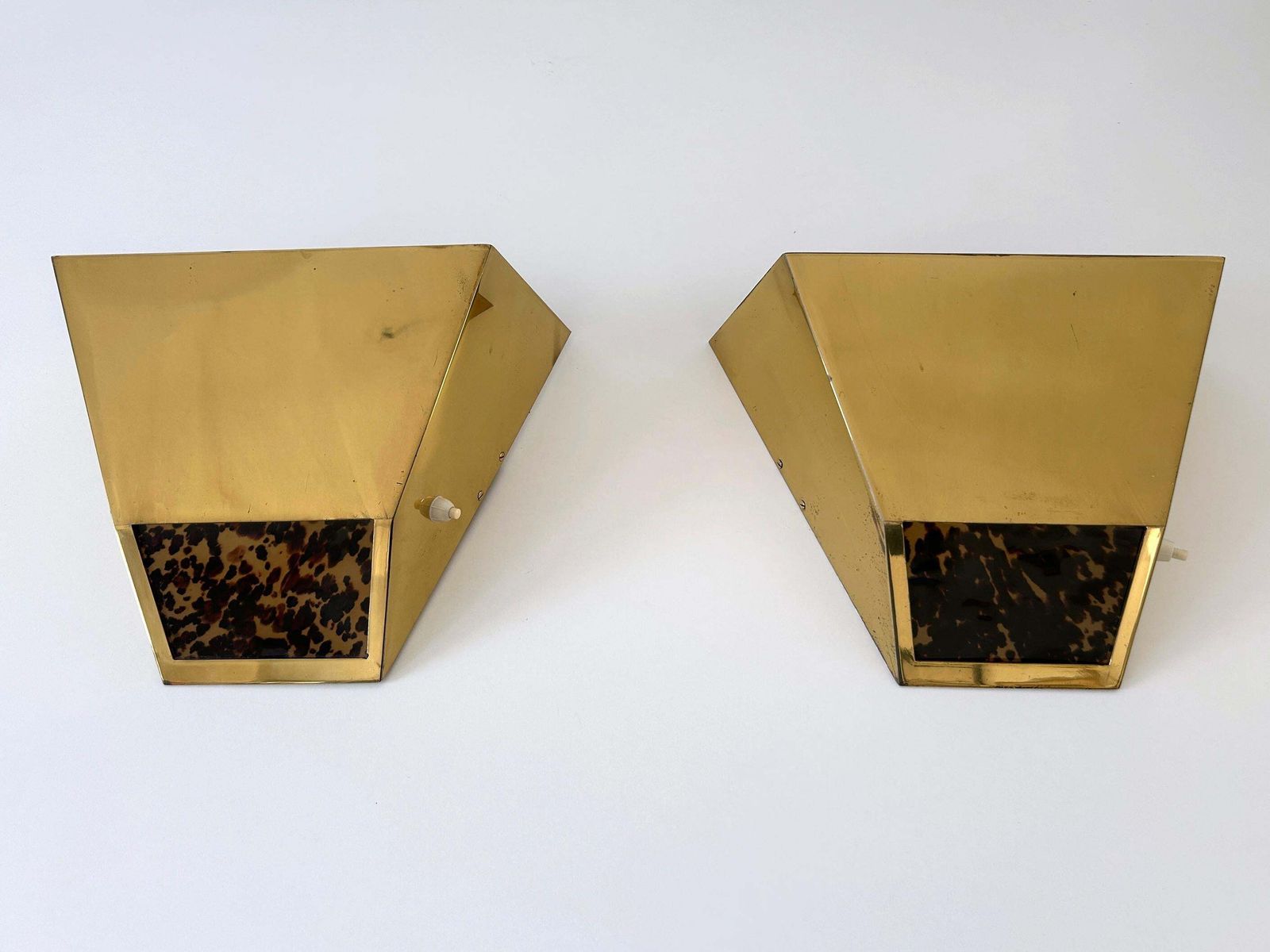 Set Of Two Elegant Mid Century Brass Sconces By Vereinigte Werkstätten 1970s photo buy