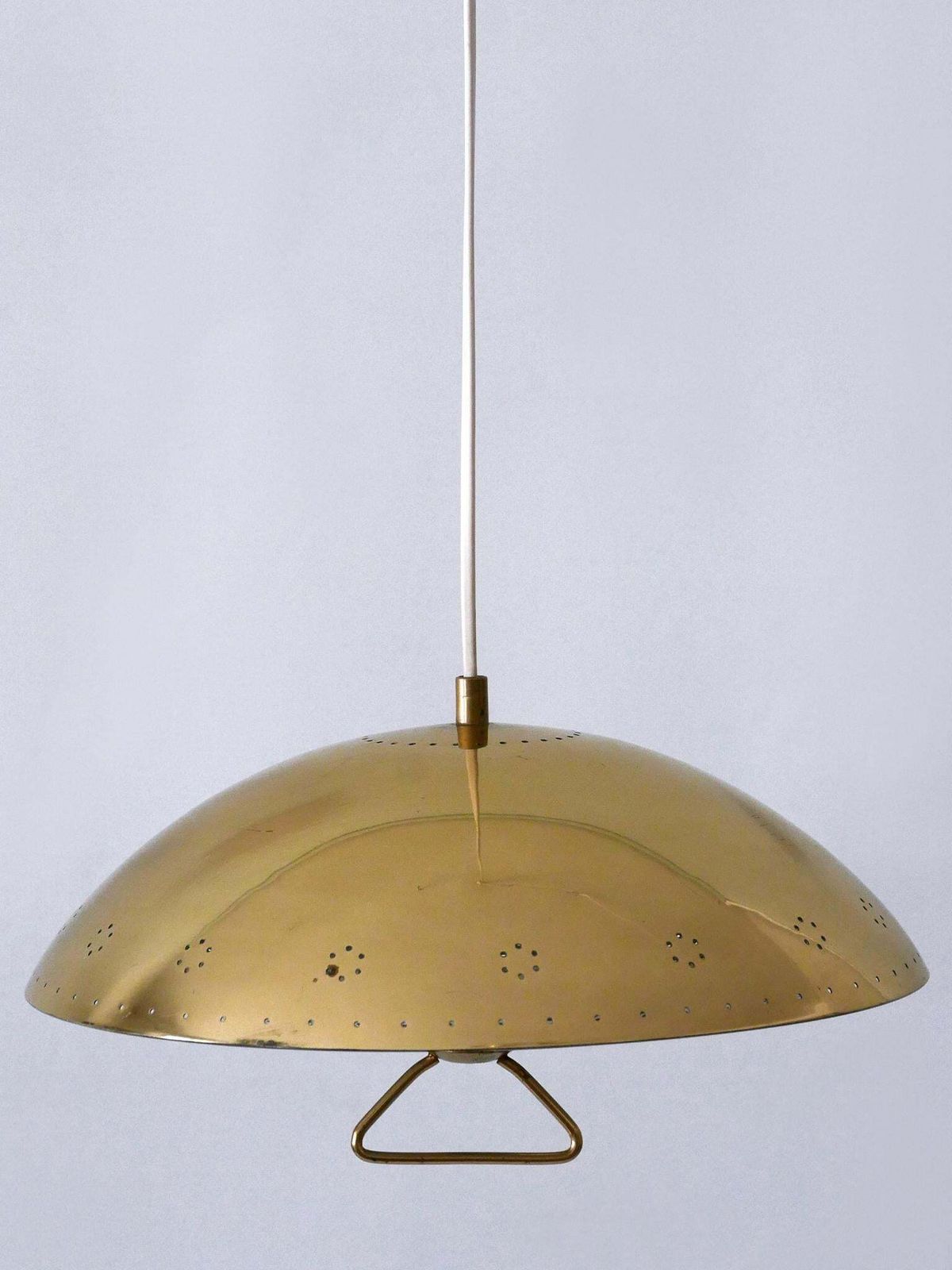 photo for sale Rare & Elegant Mid Century Modern Perforated Metal Pendant Lamp Germany 1950