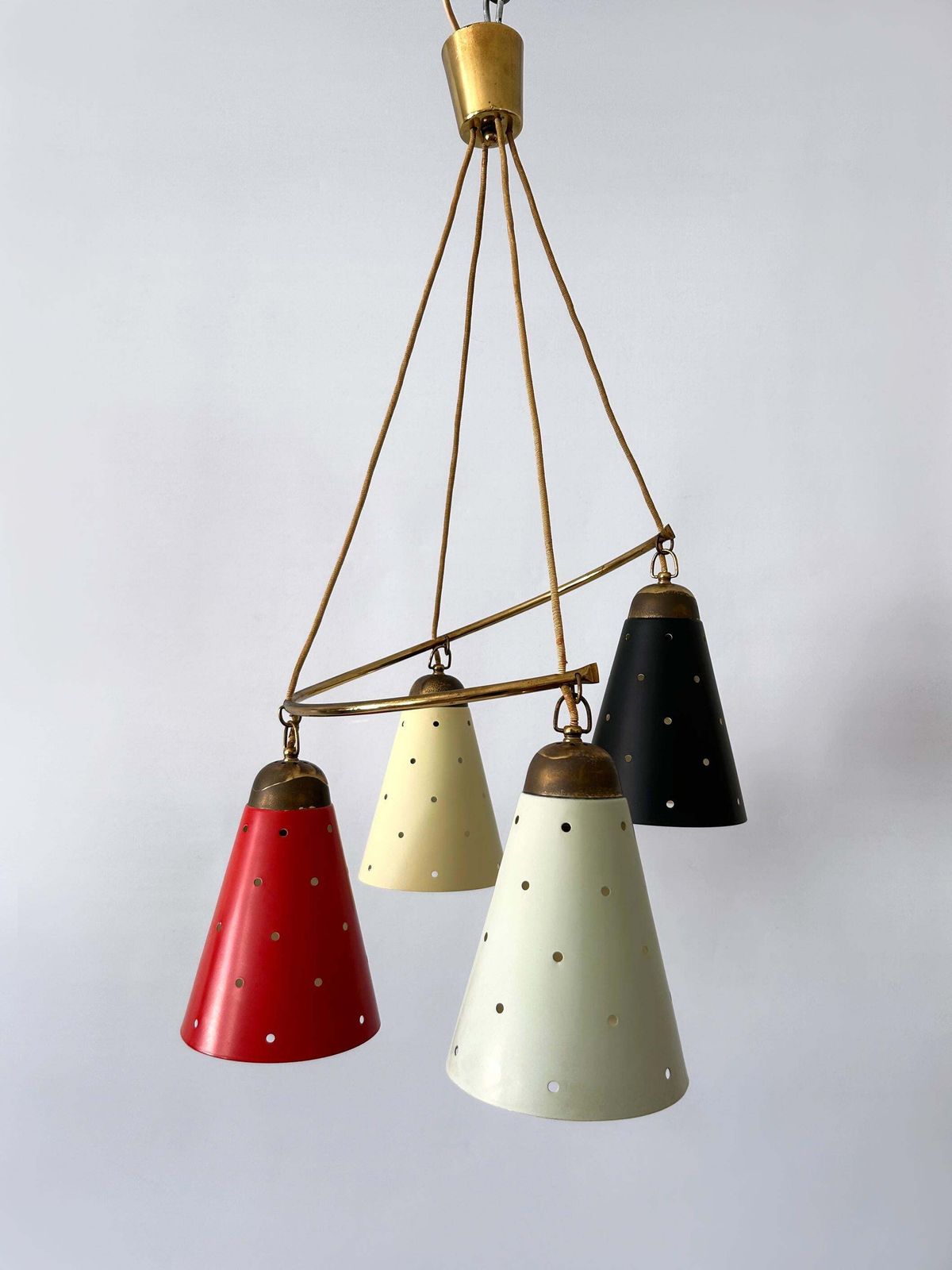 Lovely Four Armed Mid Century Modern Chandelier Or Pendant Light Germany 1950s photo 3360.0