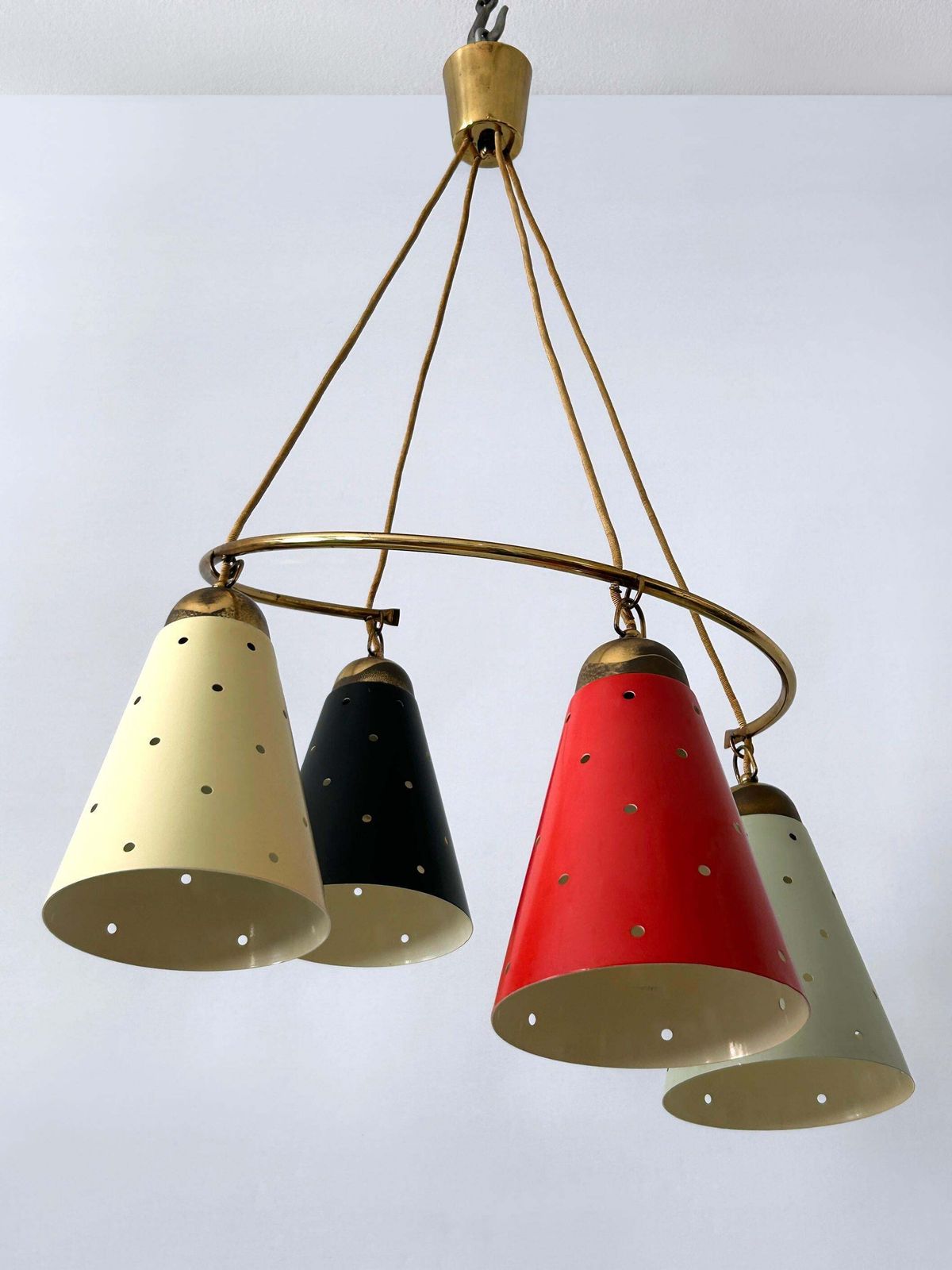 3360.0 Lovely Four Armed Mid Century Modern Chandelier Or Pendant Light Germany 1950s photo