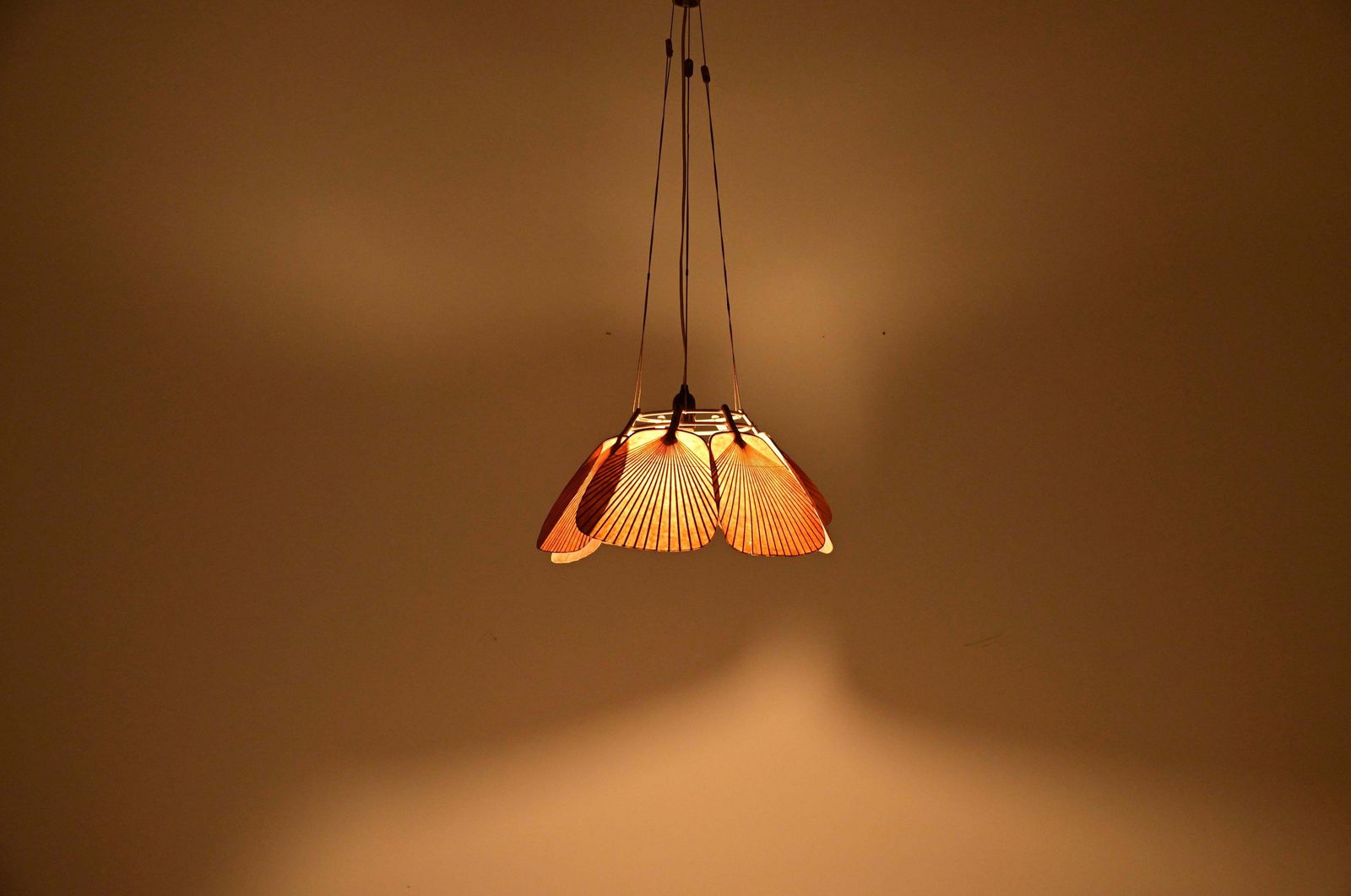 "Shichi" Uchiwa Hanging Lamp By Ingo Maurer For Design M, 1970s photo buy