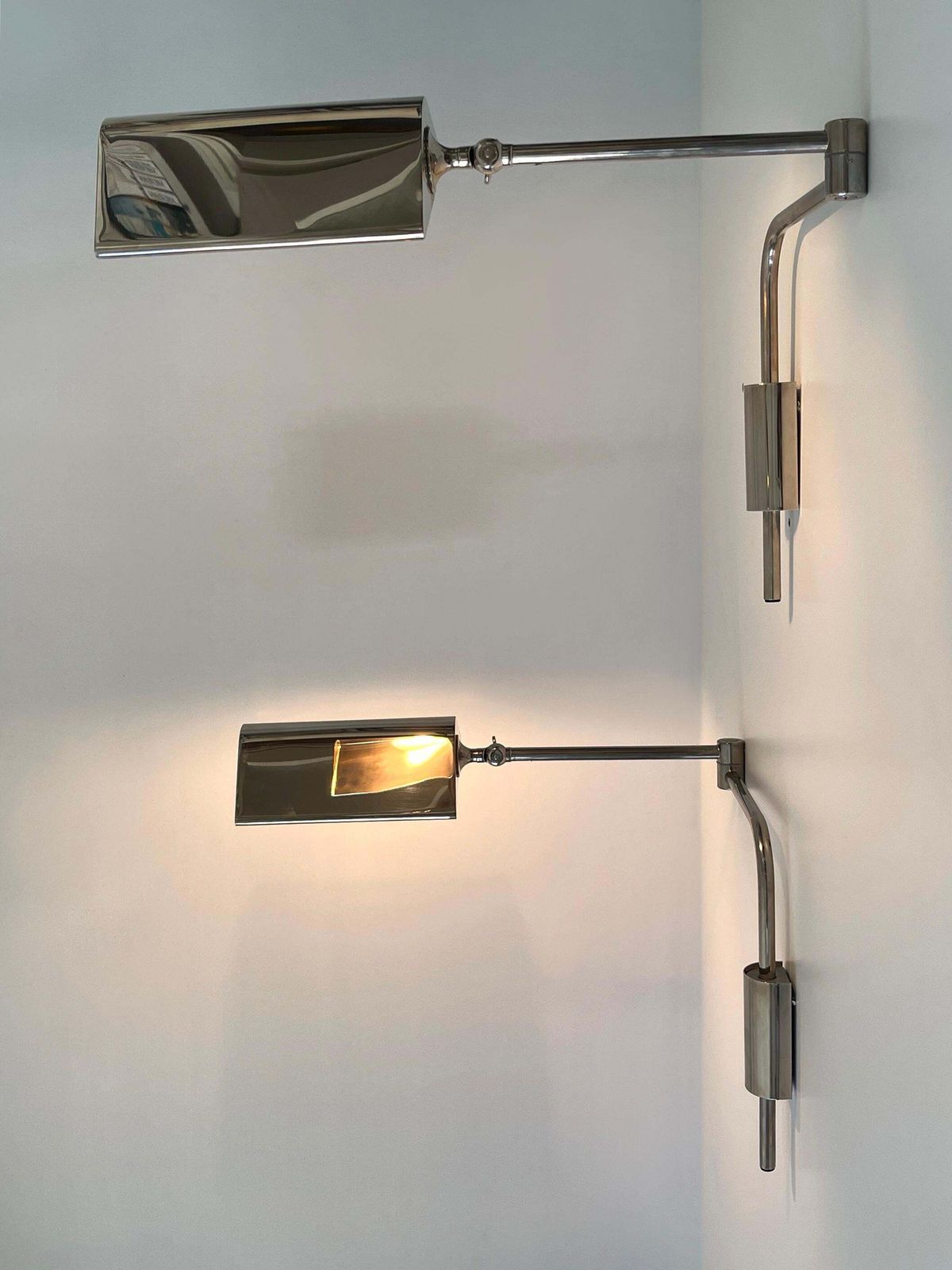 Set Of Two Articulated Wall Lamps Or Reading Lights By Florian Schulz 1970s photo furniture