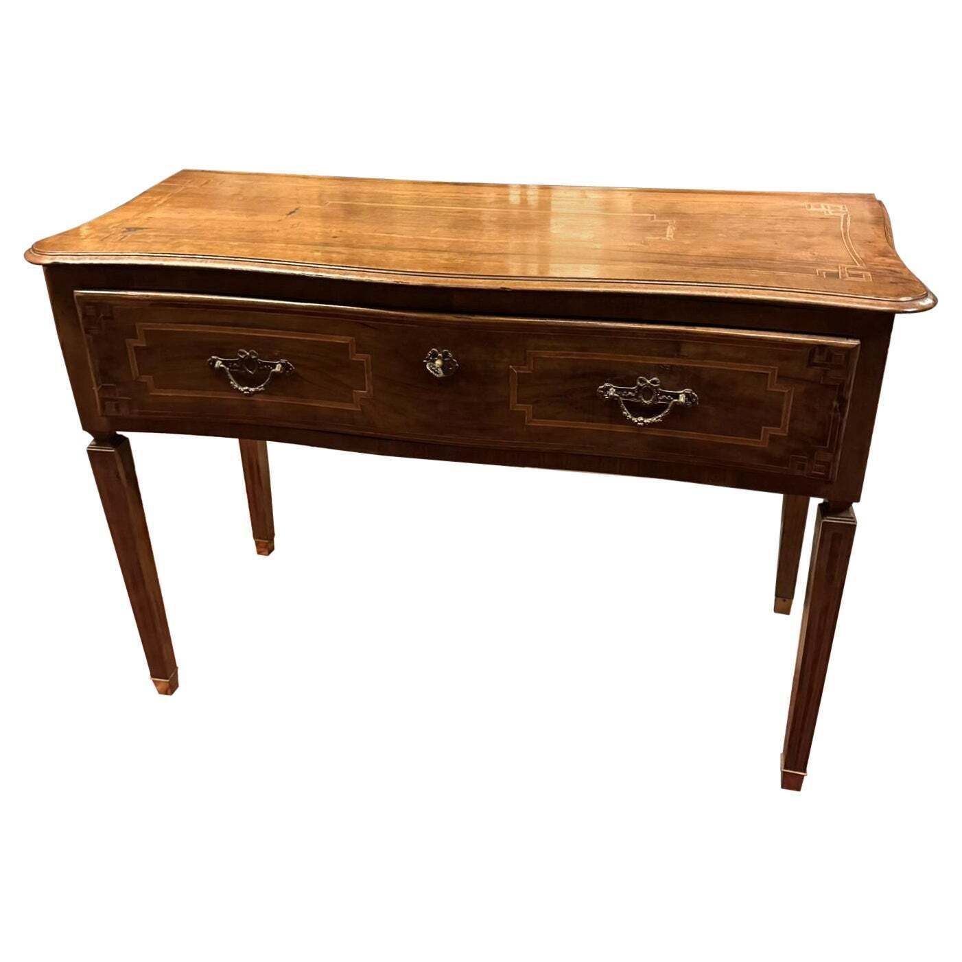 Slab Wood Writing Table, With Central Drawer, Italy