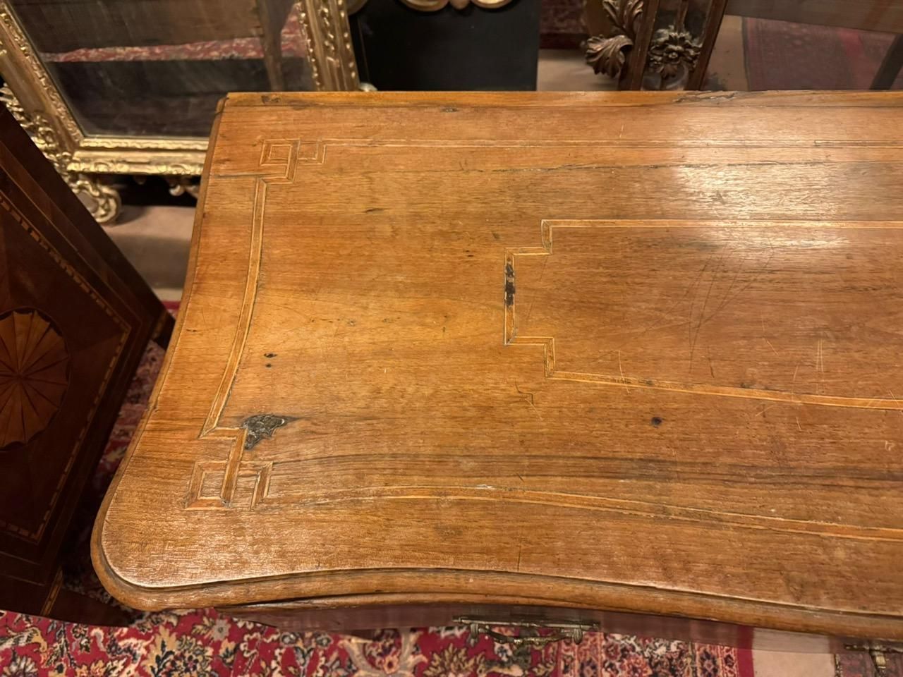 Slab Wood Writing Table, With Central Drawer, Italy photo vintage