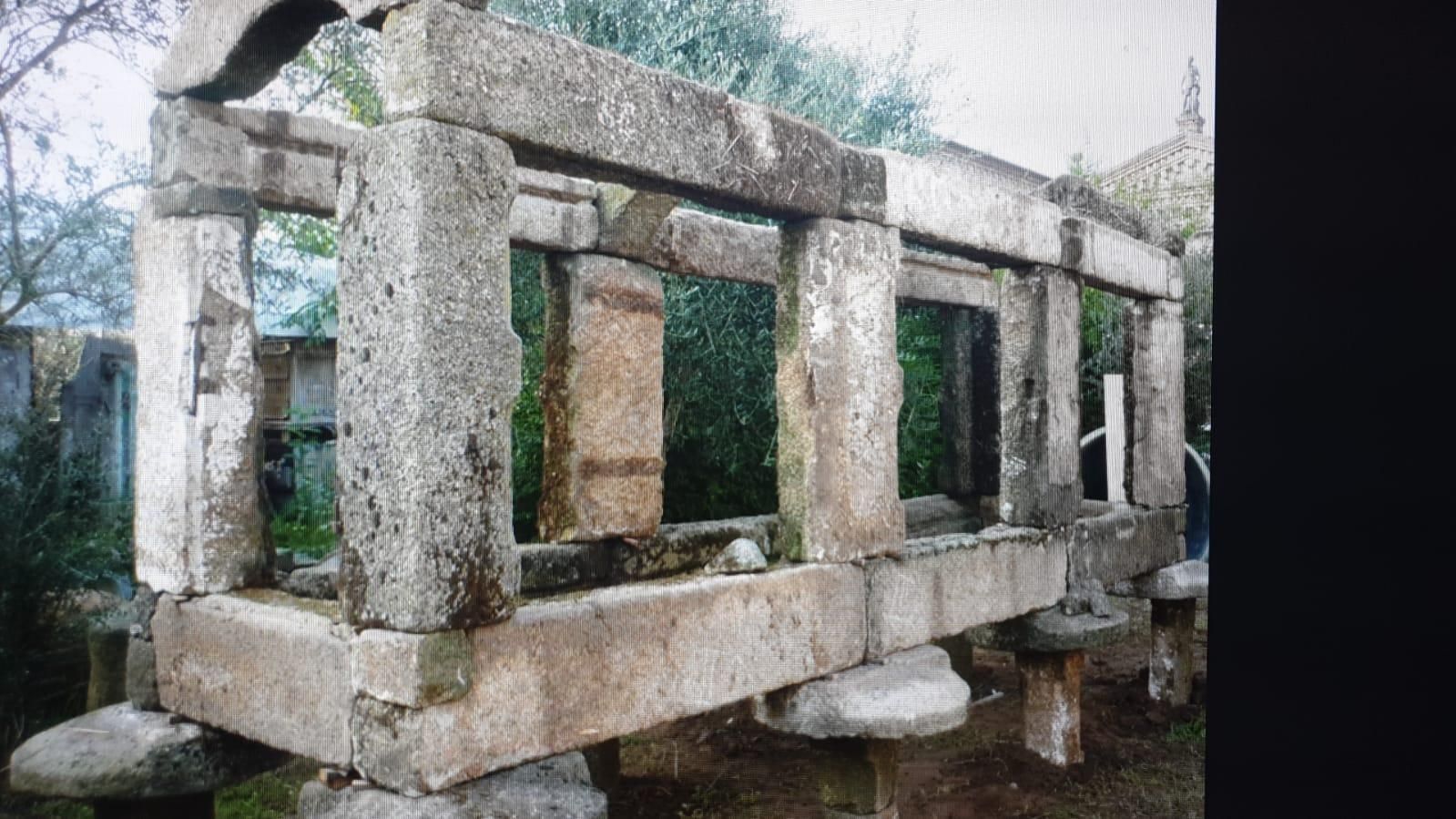 Large Structure Of Granary "Horreo" Antique Carved Stone, Spain photo vintage