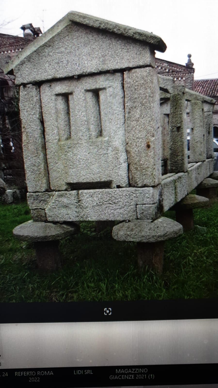 Garden Decor Large Structure Of Granary "Horreo" Antique Carved Stone, Spain photo