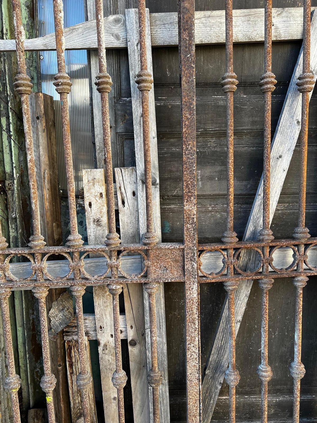 Two Leaf Wrought Iron Gate With Spikes, Italy photo for sale