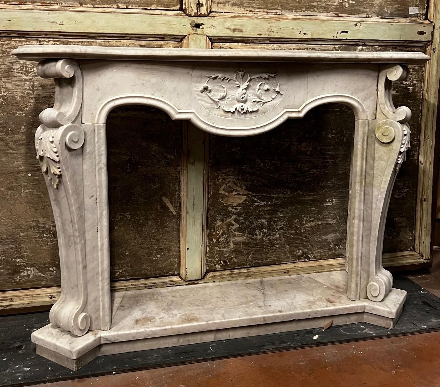 White Carrara Marble Fireplace, Richly Carved And Complete With Base, Italy photo furniture