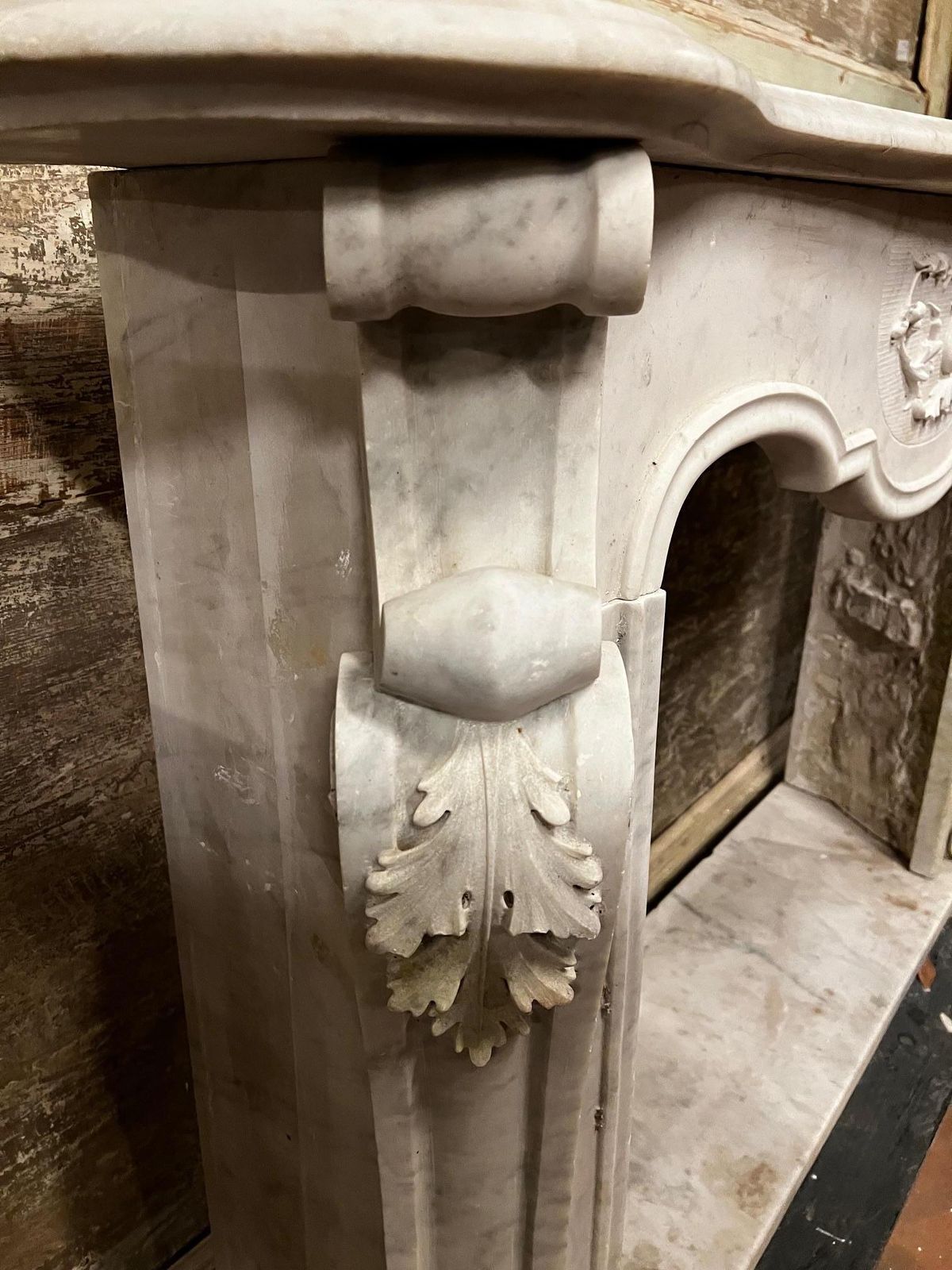 White Carrara Marble Fireplace, Richly Carved And Complete With Base, Italy photo buy