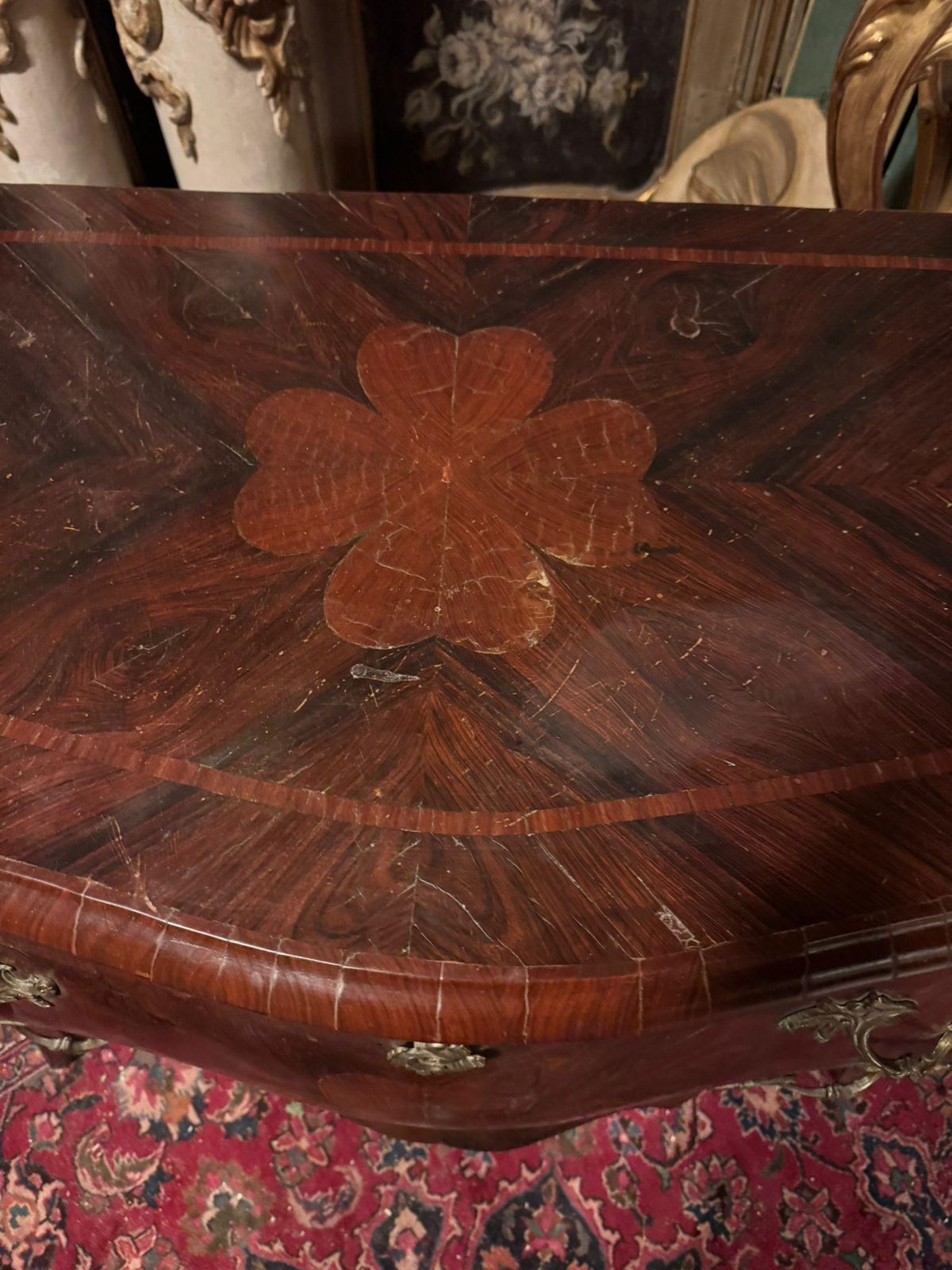 Rounded Chest Of Drawers In Briar Walnut Wood, Panelled And Inlaid, Italy photo Furniture