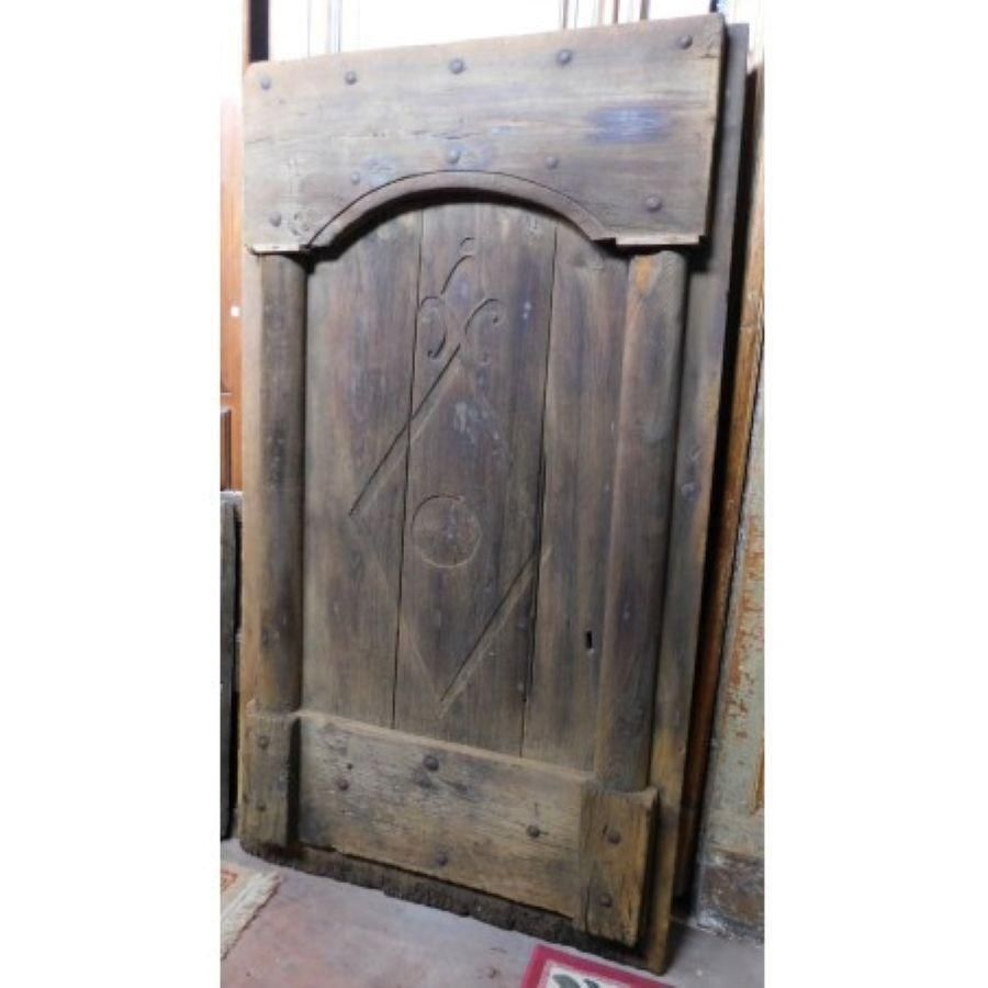 Rustic Entrance Main Door, Dark Brown Chestnut Hand Carved, Italy photo furniture