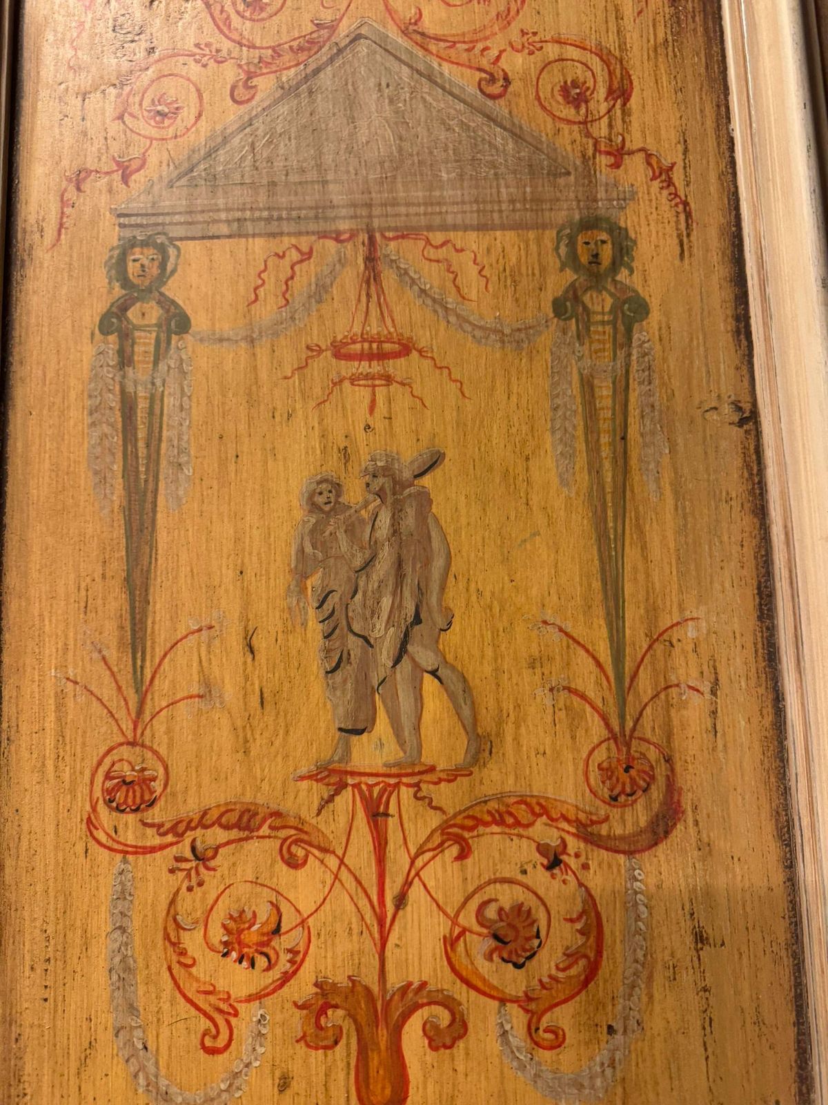 Lacquered Wooden Double Door, Yellow Painted Panels, Italy photo buy