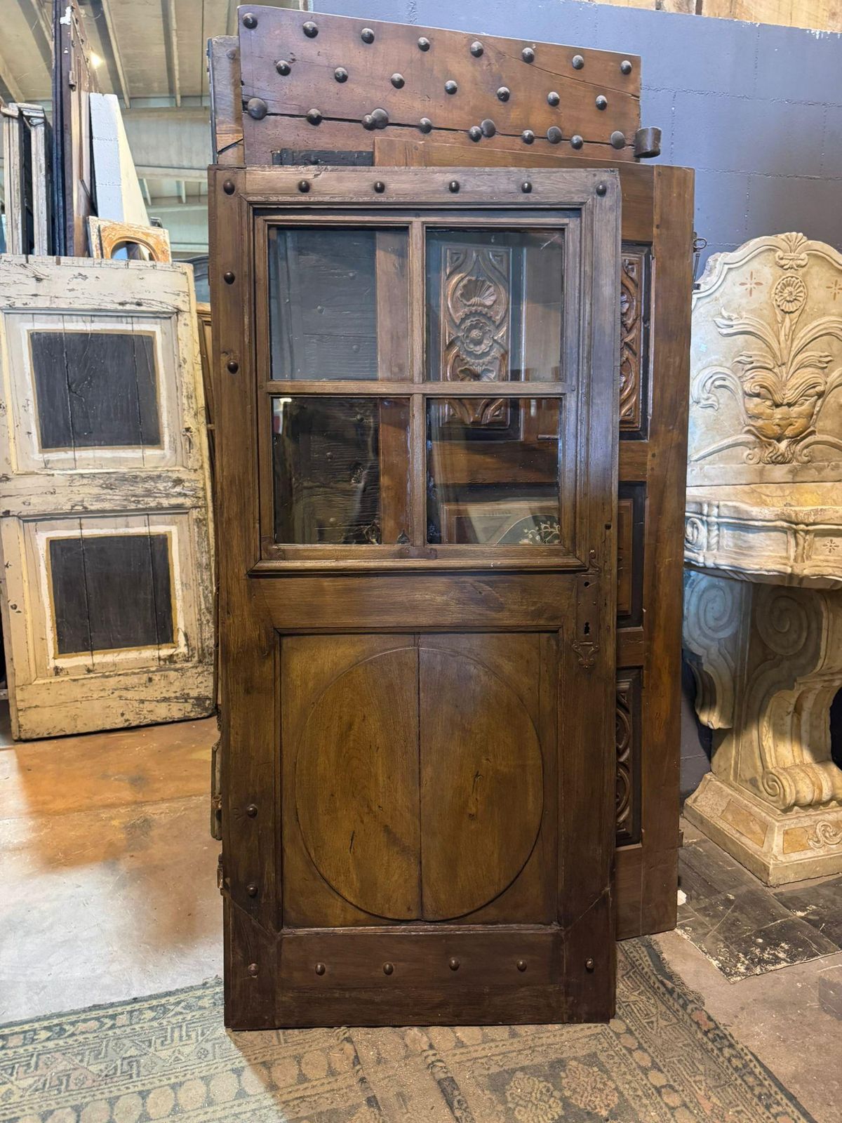One Wing Glass Door, Walnut Wood With Original Irons, Italy photo furniture