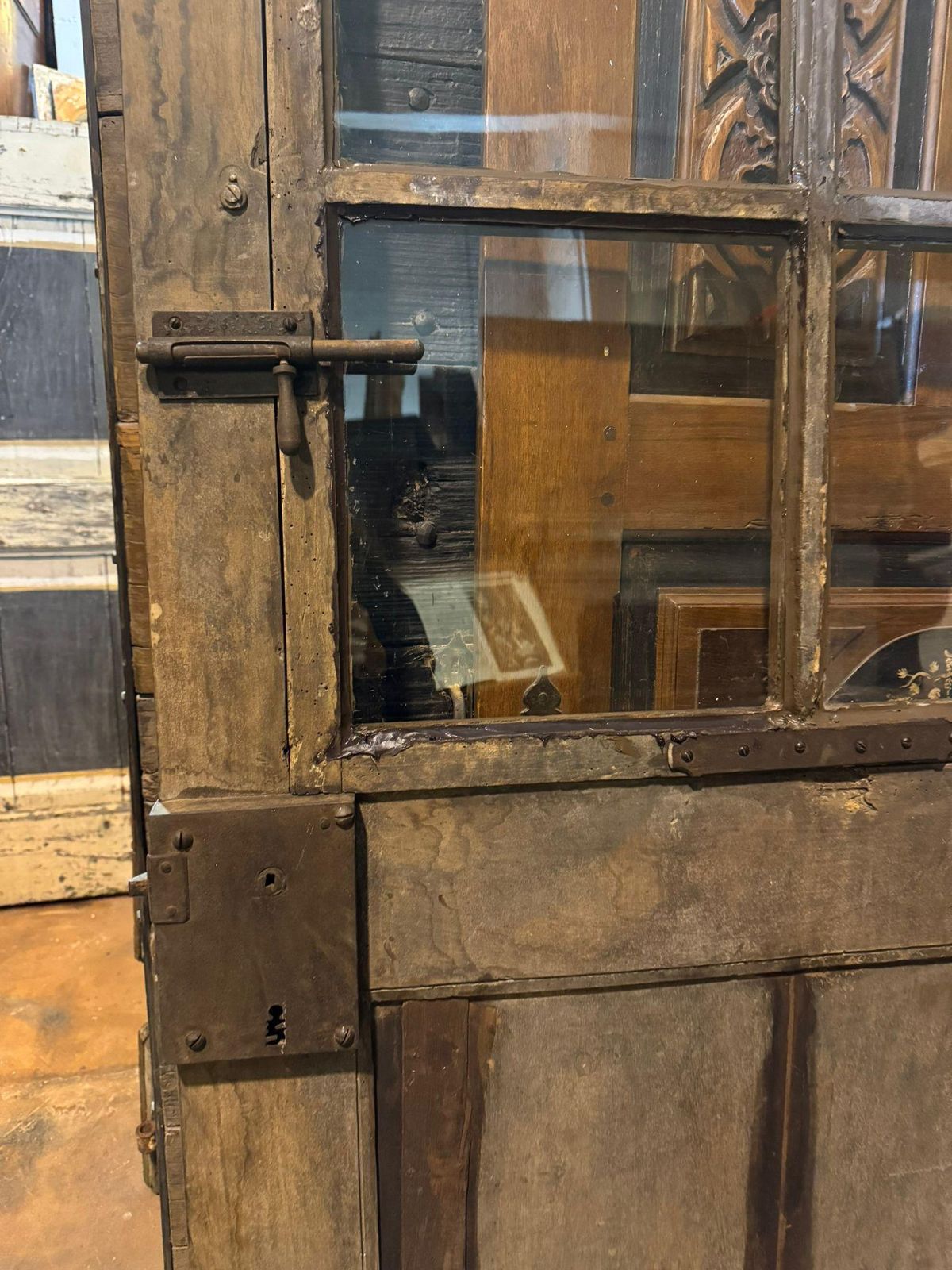 One Wing Glass Door, Walnut Wood With Original Irons, Italy photo 2653.0