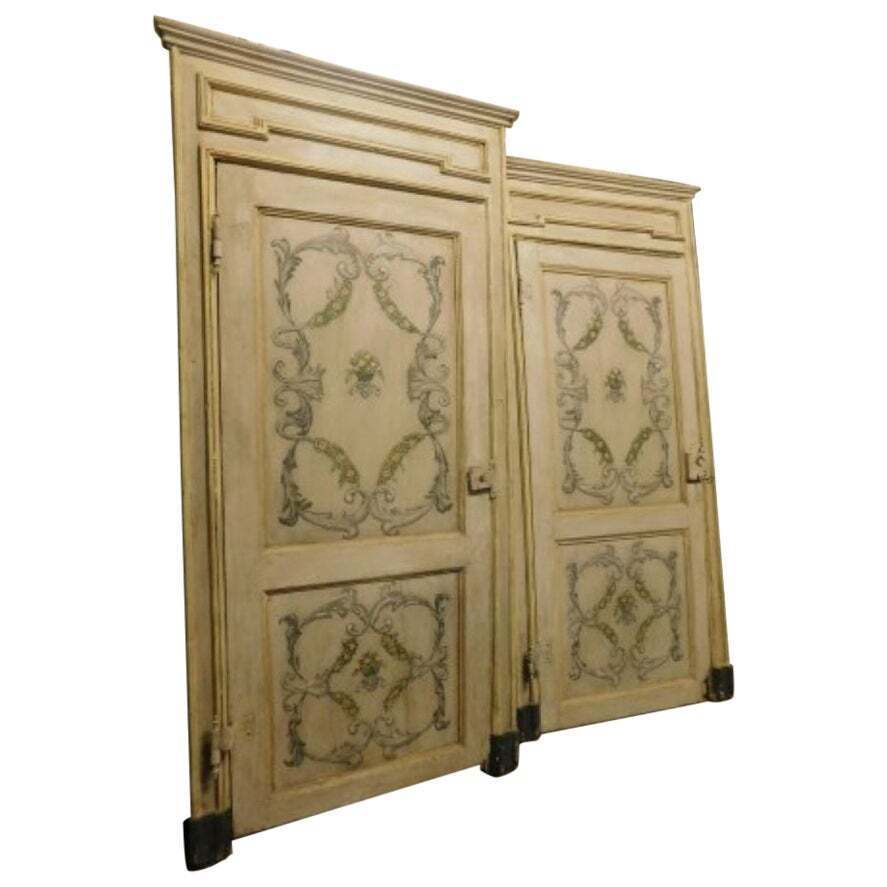 N.2 Yellow Beige Lacquered Wood Doors Framed Completed, Italy