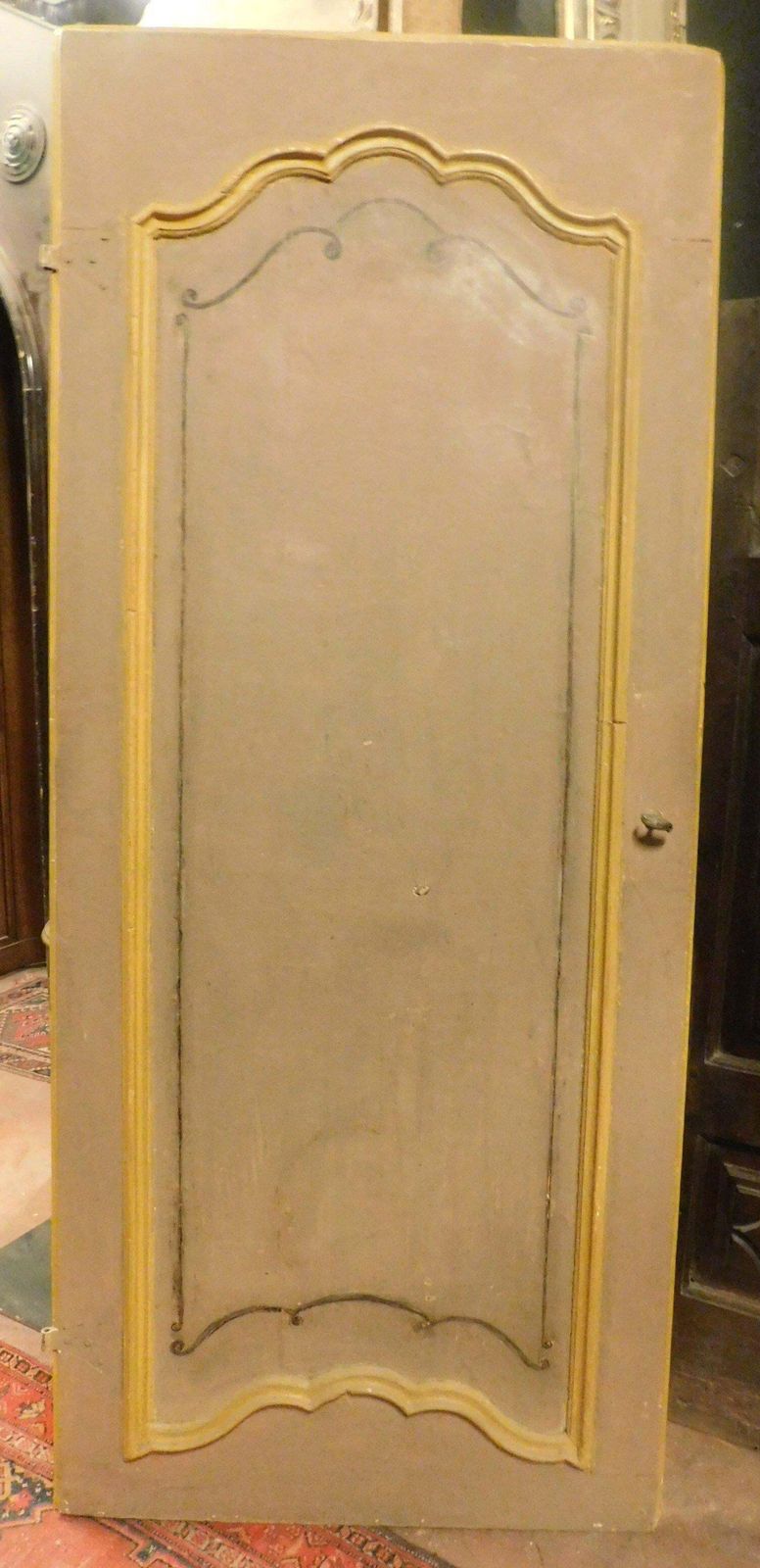 Internal Wooden Door Lacquered And Painted Orange, Italy photo Home Fixtures