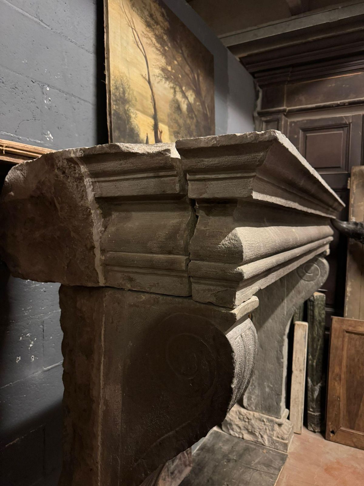 Majestic And Large Chimney Mantle  In Pietra Serena, Italy photo 18736.0