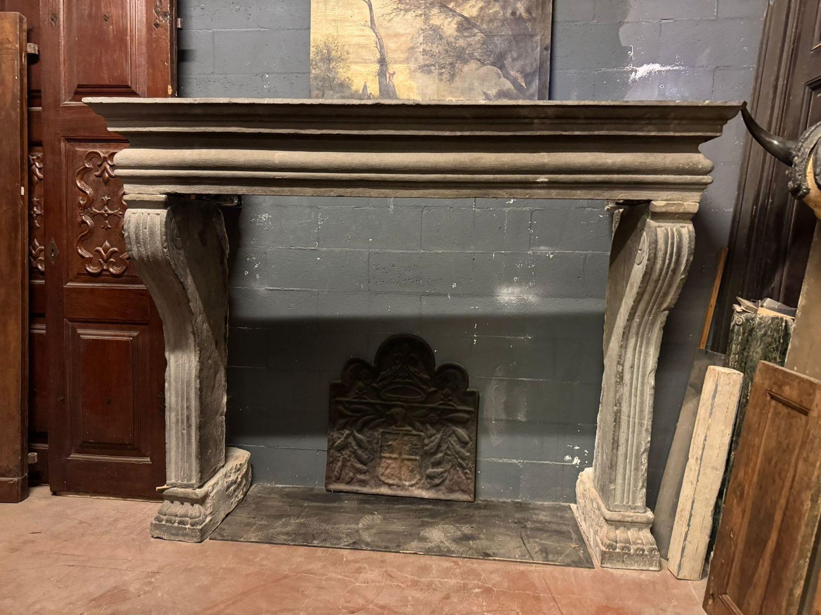 photo buy Majestic And Large Chimney Mantle  In Pietra Serena, Italy