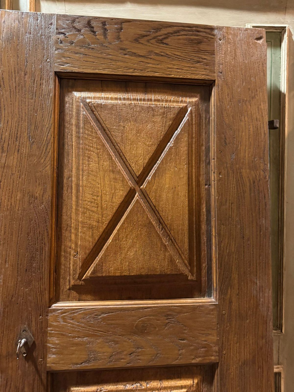 Home Fixtures Single Leaf Poplar And Oak Door, Cross Carved, Italy photo