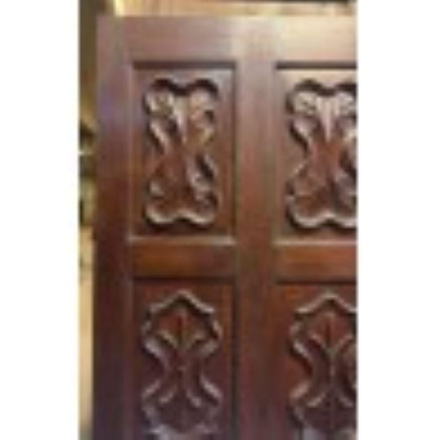 Walnut Entry Door, Single Leaf Main Door With Carved Panels photo 4244.0