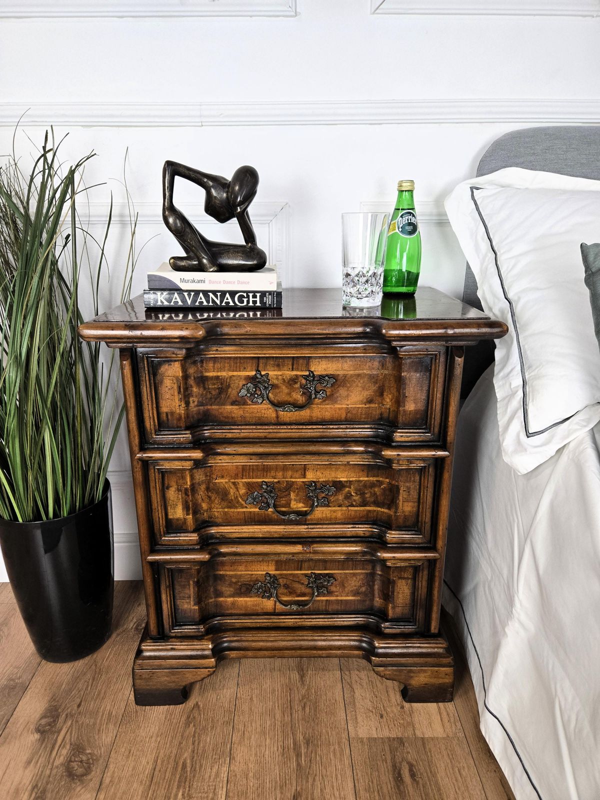 Pair Of Italian Louis XIV Style Rustic Wood Night Stands Bed Or Side Tables photo furniture