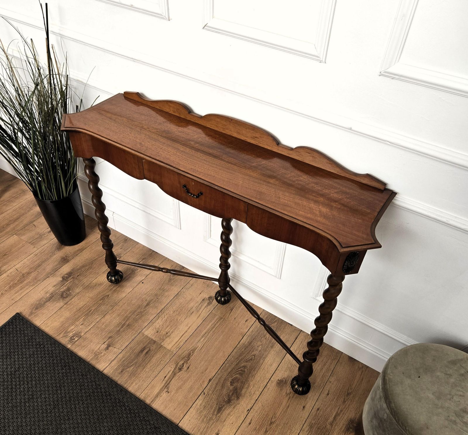 photo for sale 1960s Mid Century Modern Italian Barley Twisted Wood Wall Console Table