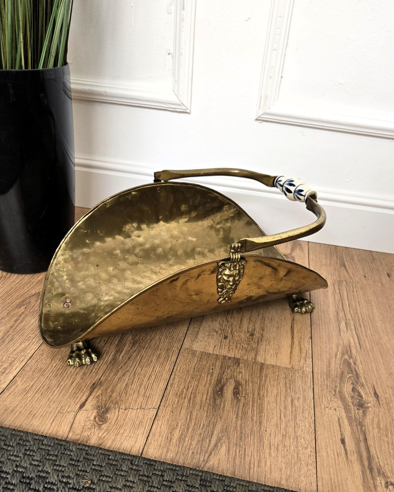 1970s Italian Gilt Brass Bronze Fireplace Wood Log Holder Rack photo 651.0