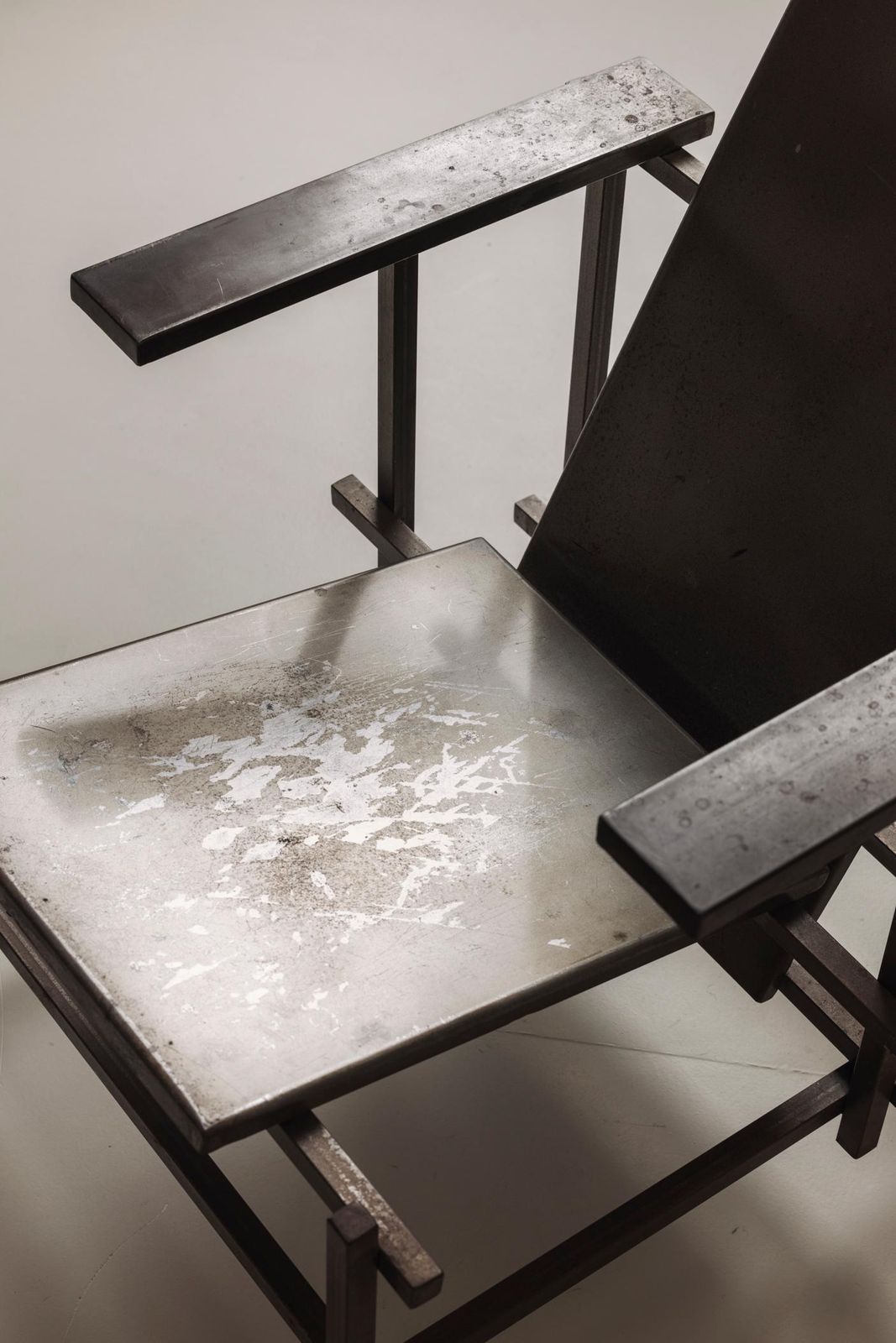 Unconventional Modernist Metal Armchair, In The Manner Of Gerrit Rietveld, 1980s photo buy