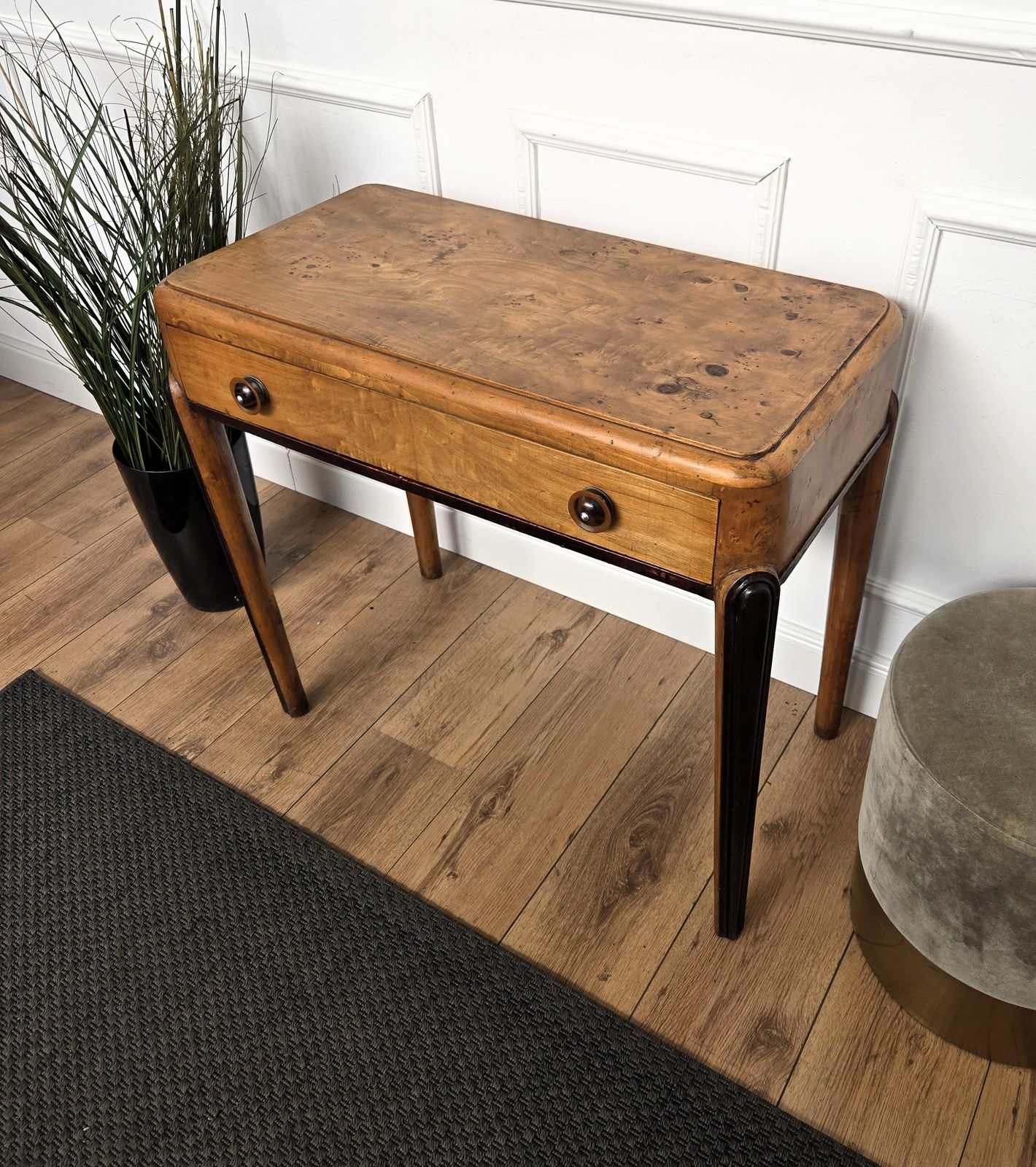 photo furniture 1950s Art Deco Mid Century Italian Walnut Root Burl Writing Desk Table