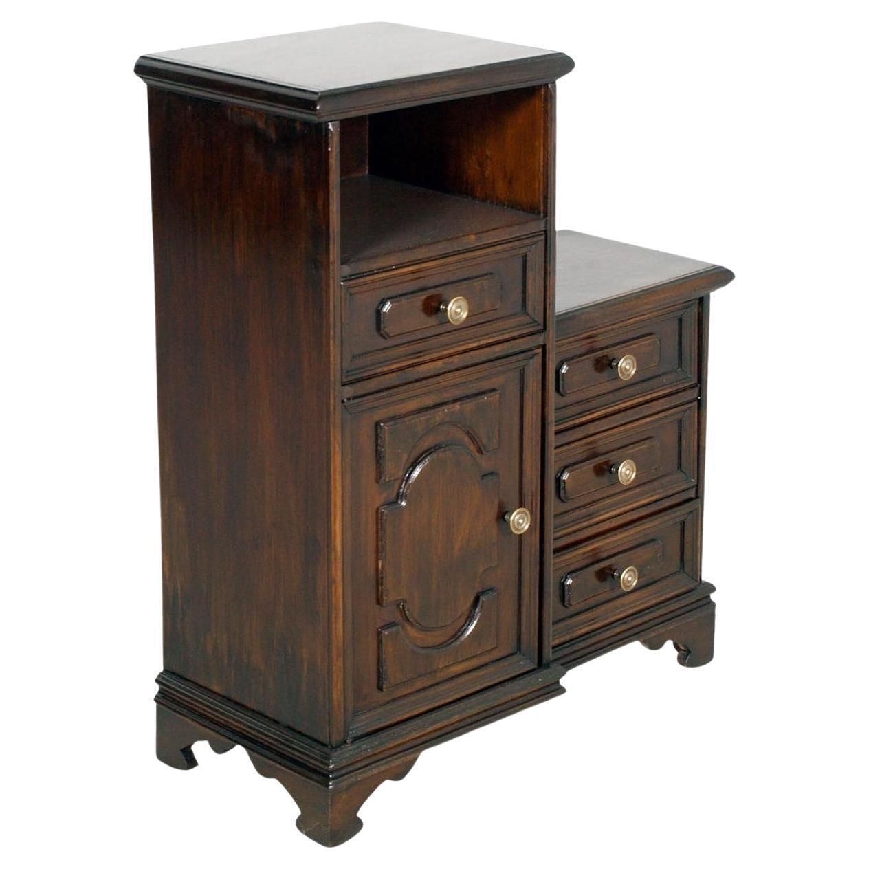 Italian Renaissance Style Entrance Cabinet, Walnut, 1960s