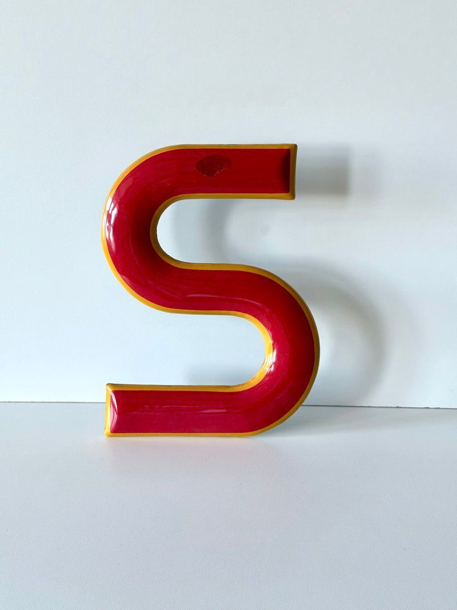 Industrial Enamel Letter S, 1960 photo for sale