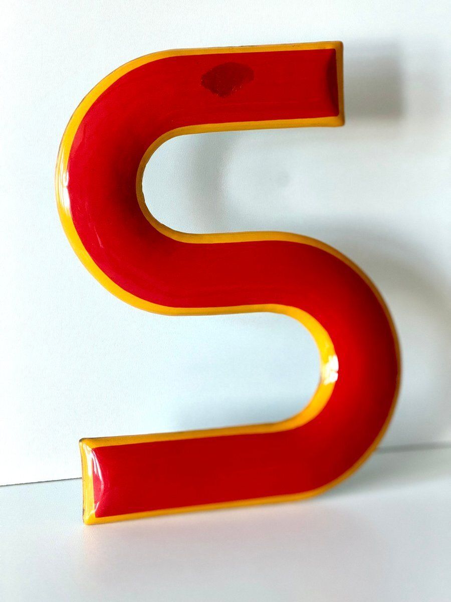 Industriële Emaille Letter S, 1960 photo Woonaccessoires