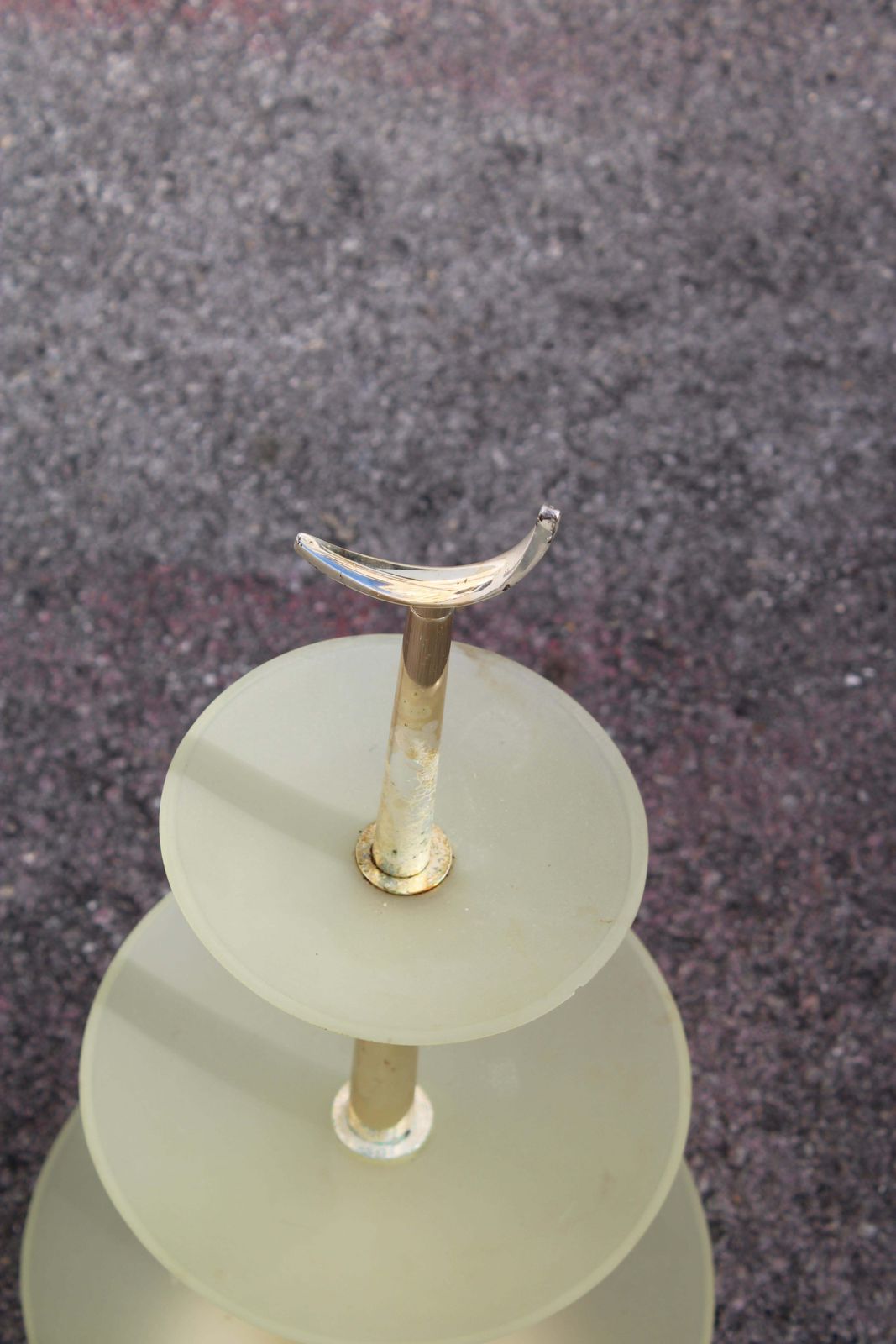 Round Glass And Metal Riser Italia 1960 Fontana Arte Style photo buy
