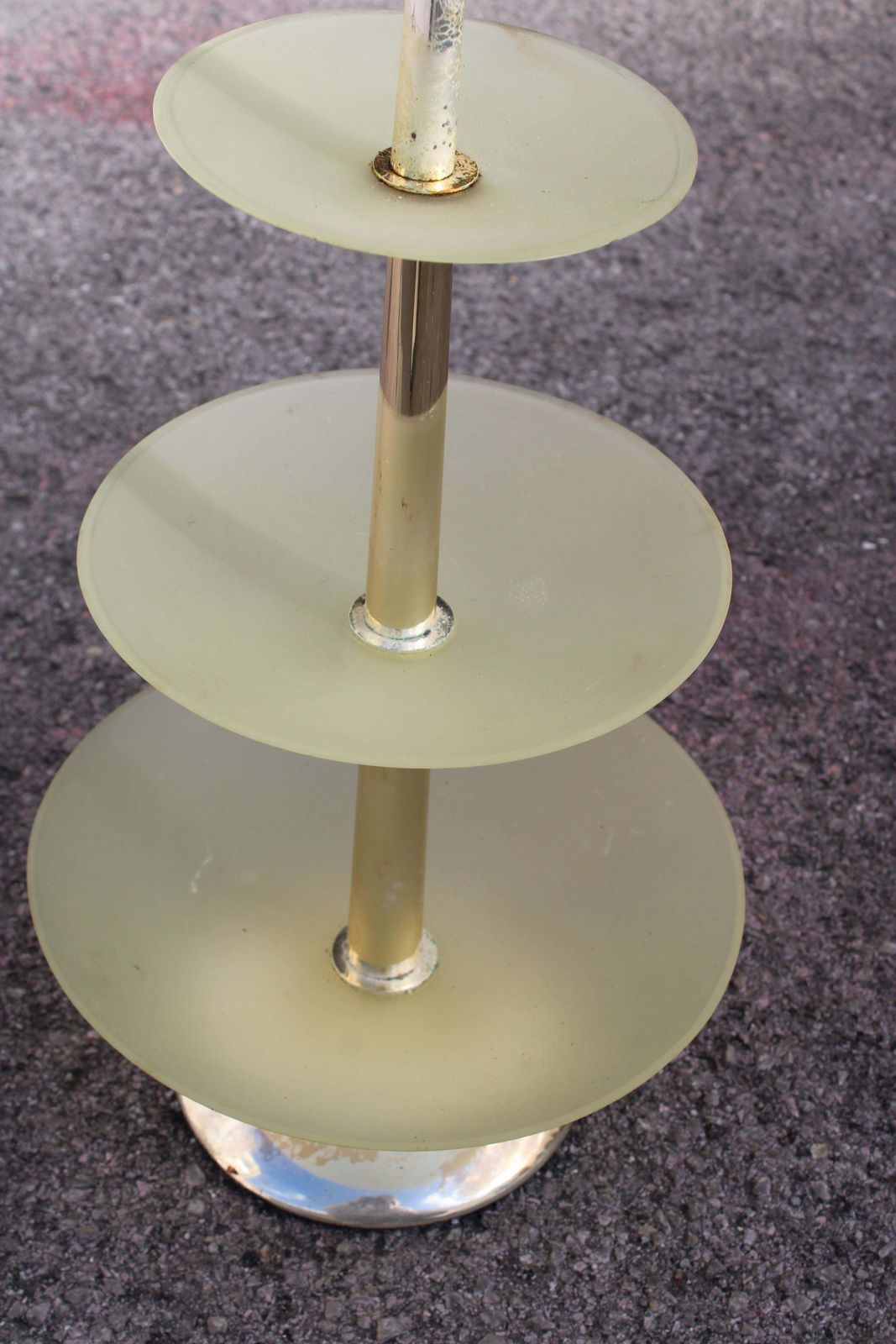 Round Glass And Metal Riser Italia 1960 Fontana Arte Style photo vintage