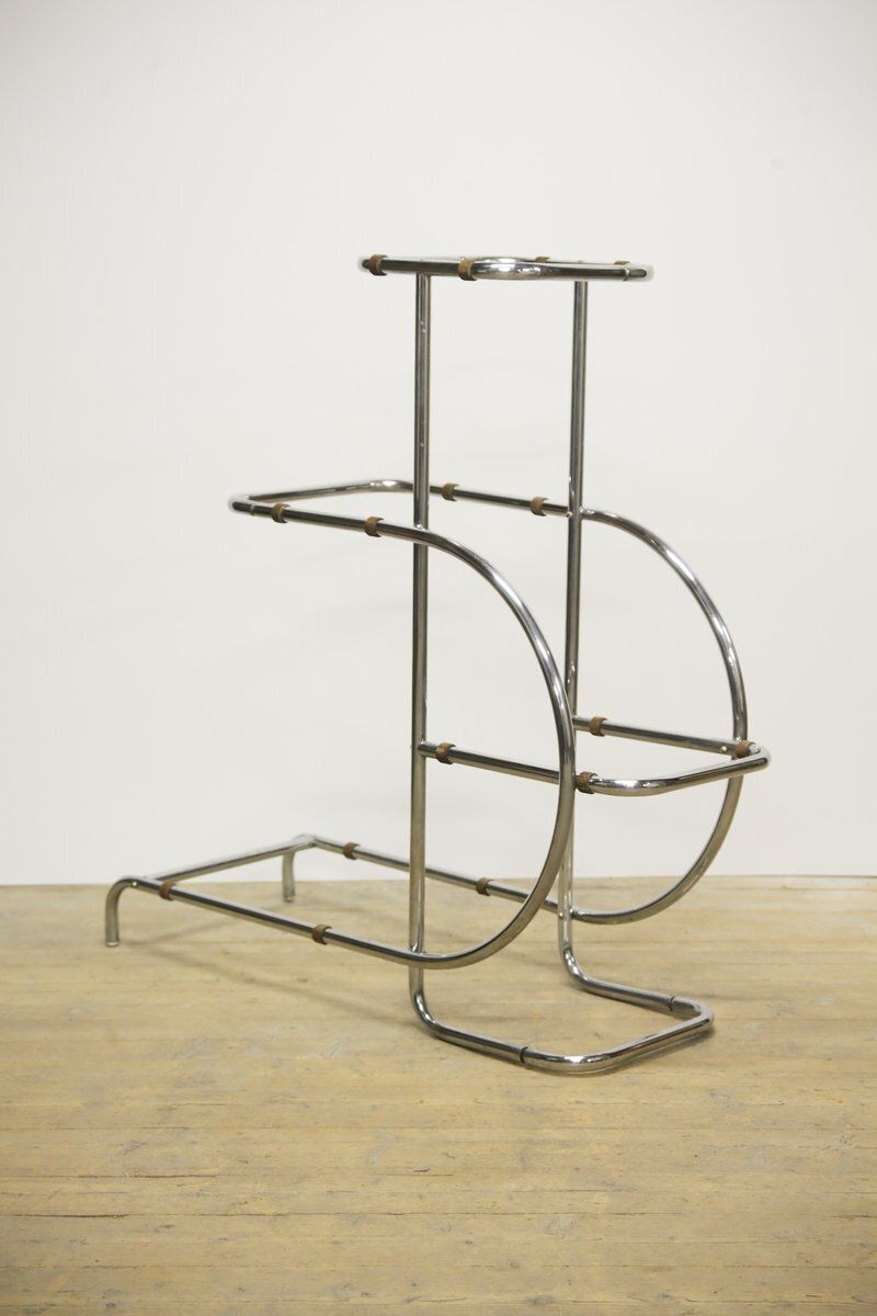 photo vinterior Tubular Chrome Flower Stand By Hynek Gottwald, 1940s