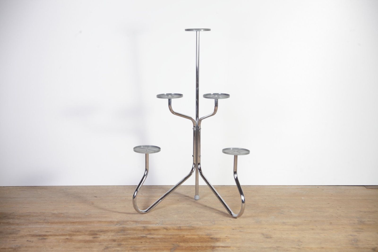 Mid Century Chrome Corner Flower Stand Or Shelf, Former Czechoslovakia, 1960s