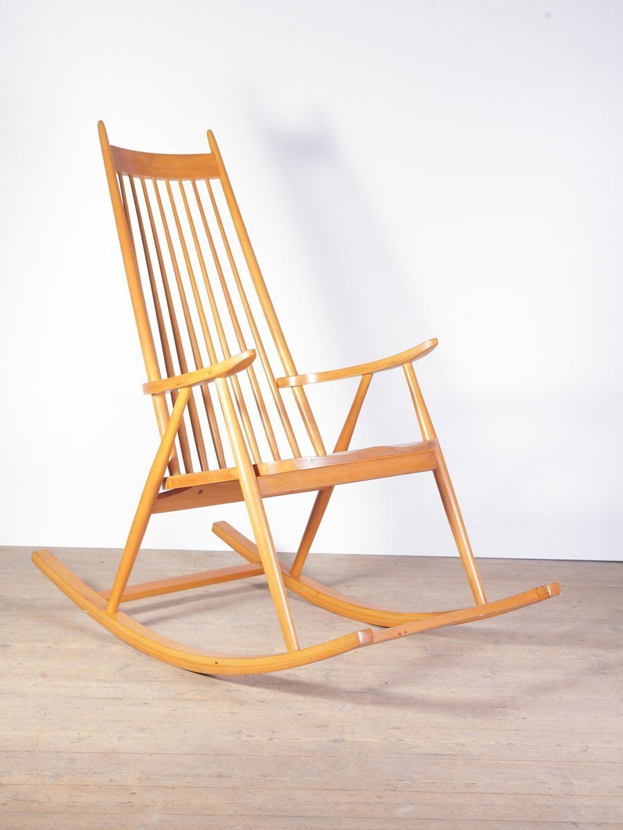 Mid Century Rocking Chair In The Style Of V. Puunjalostus, Former Czechoslovakia, 1970s