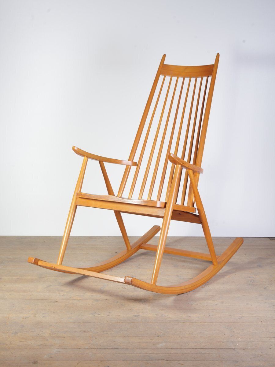 Mid Century Rocking Chair In The Style Of V. Puunjalostus, Former Czechoslovakia, 1970s photo for sale