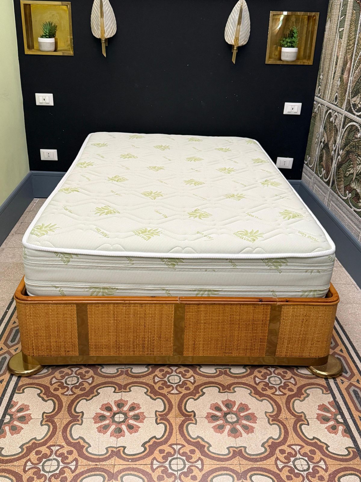 Bamboo And Brass One And A Half French Bed 1970 Italy photo 1978.0