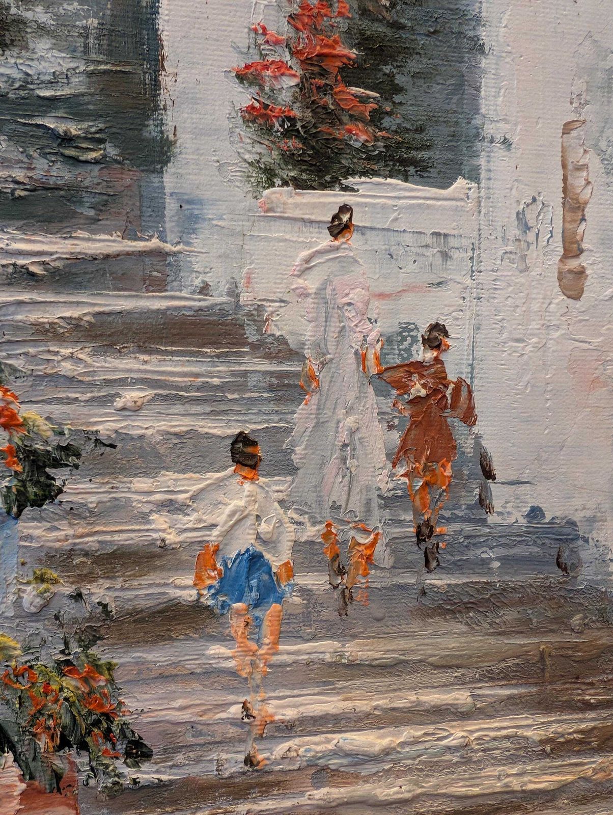 Mid 20th Century Oil On Canvas Mediterranean Street Scene. photo furniture
